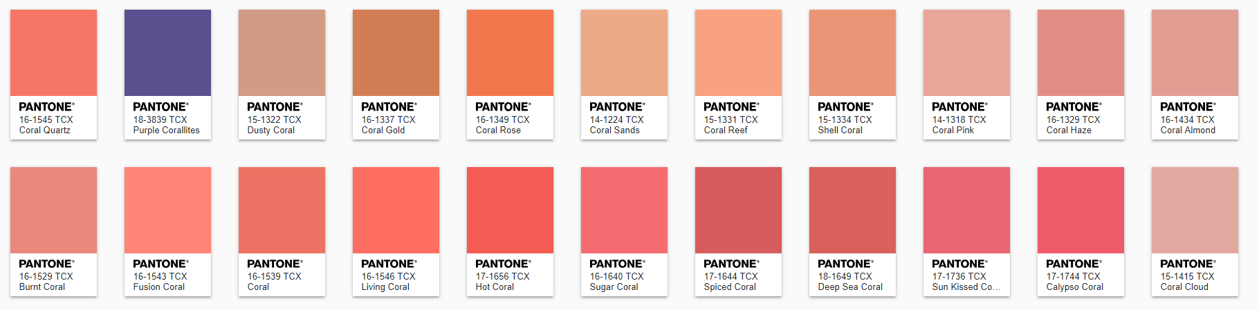 Pantone color chart