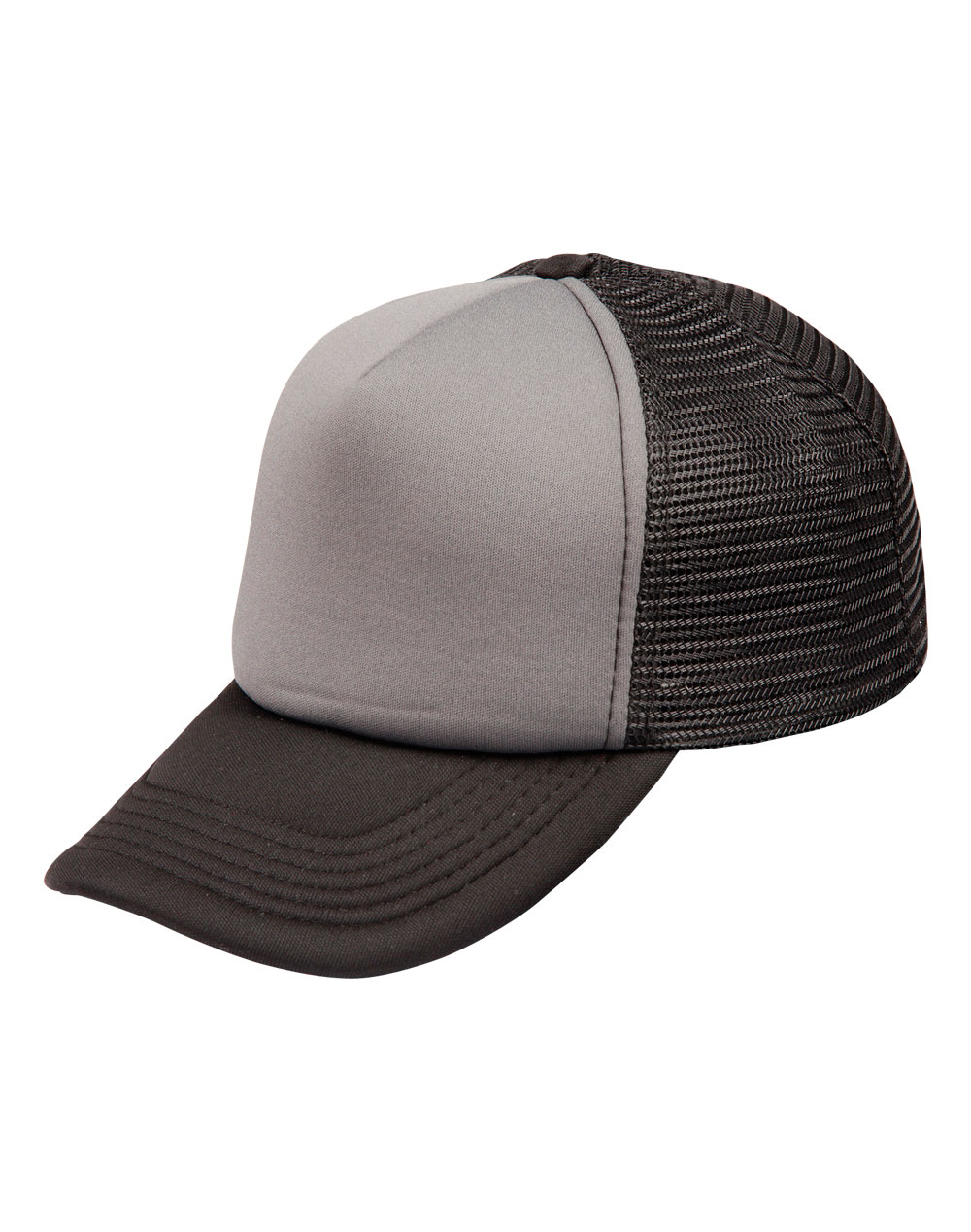 black and grey trucker hat
