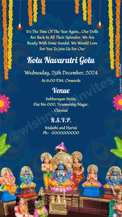 Editable Navratri Golu Invitation Card Video Template Wish N Wed