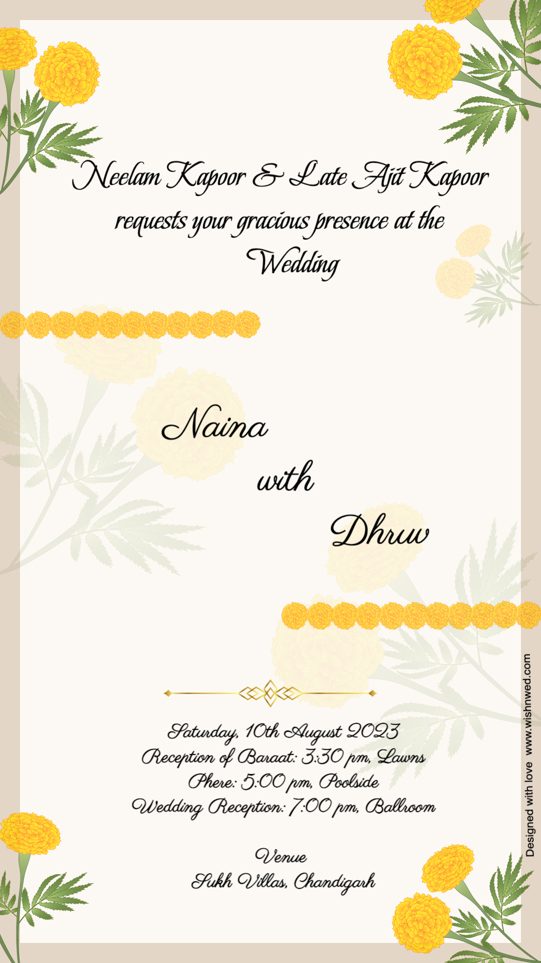 Create Free Traditional Genda Phool Invitation - Wish N Wed