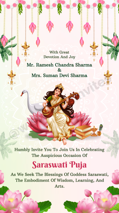 Saraswati Ayudha Pooja Invitation Video Template Editable Puja Invite