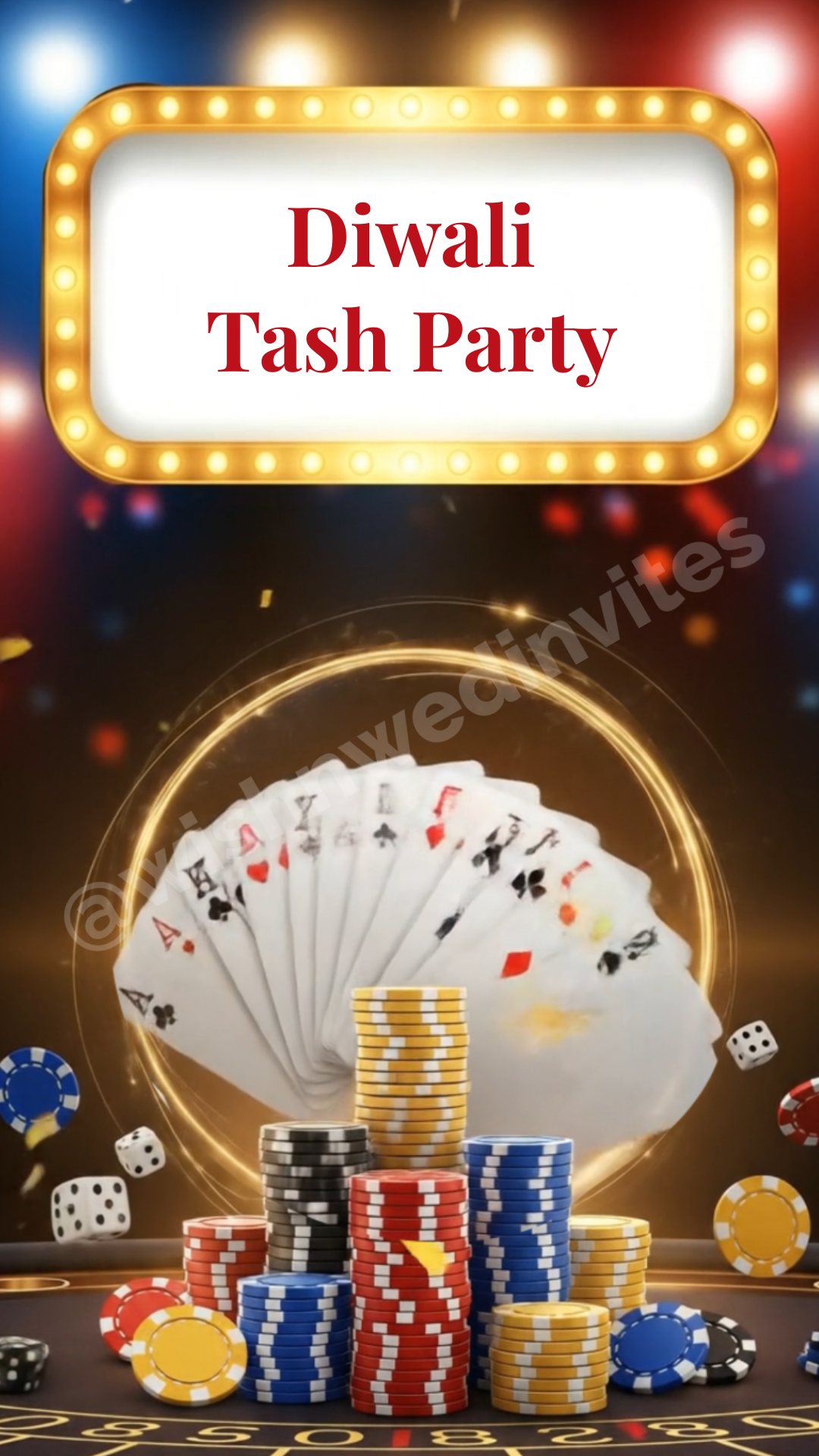 Diwali Tash Party Invitation