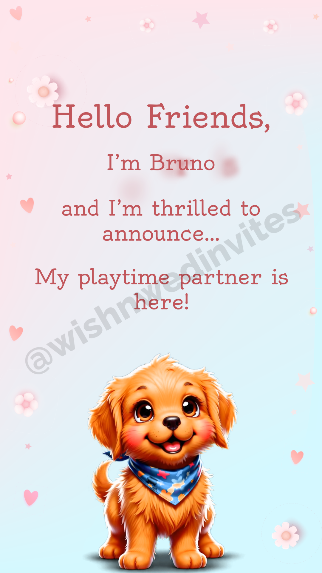More Giggles, More Wiggles – Pet-Themed Baby Announcement Template
