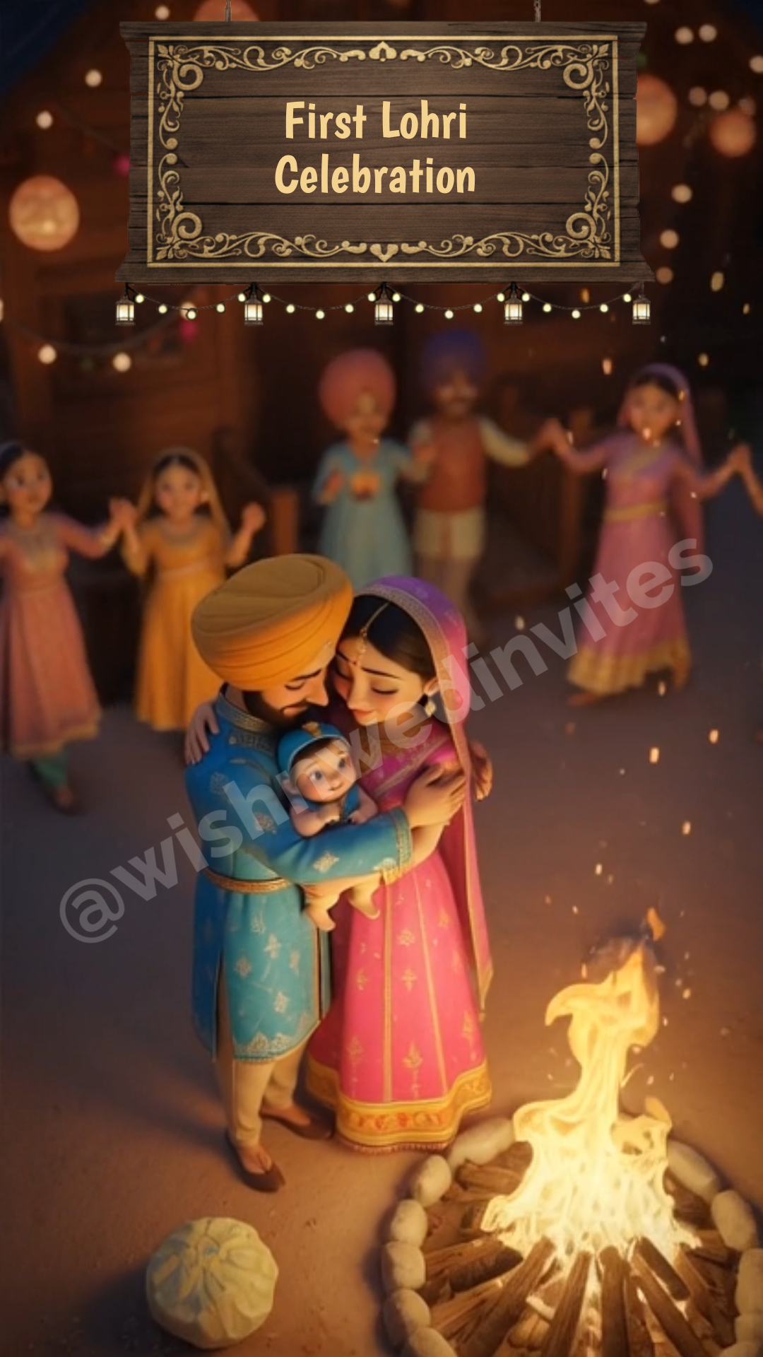 3D Ai Baby First Lohri Invitation Video