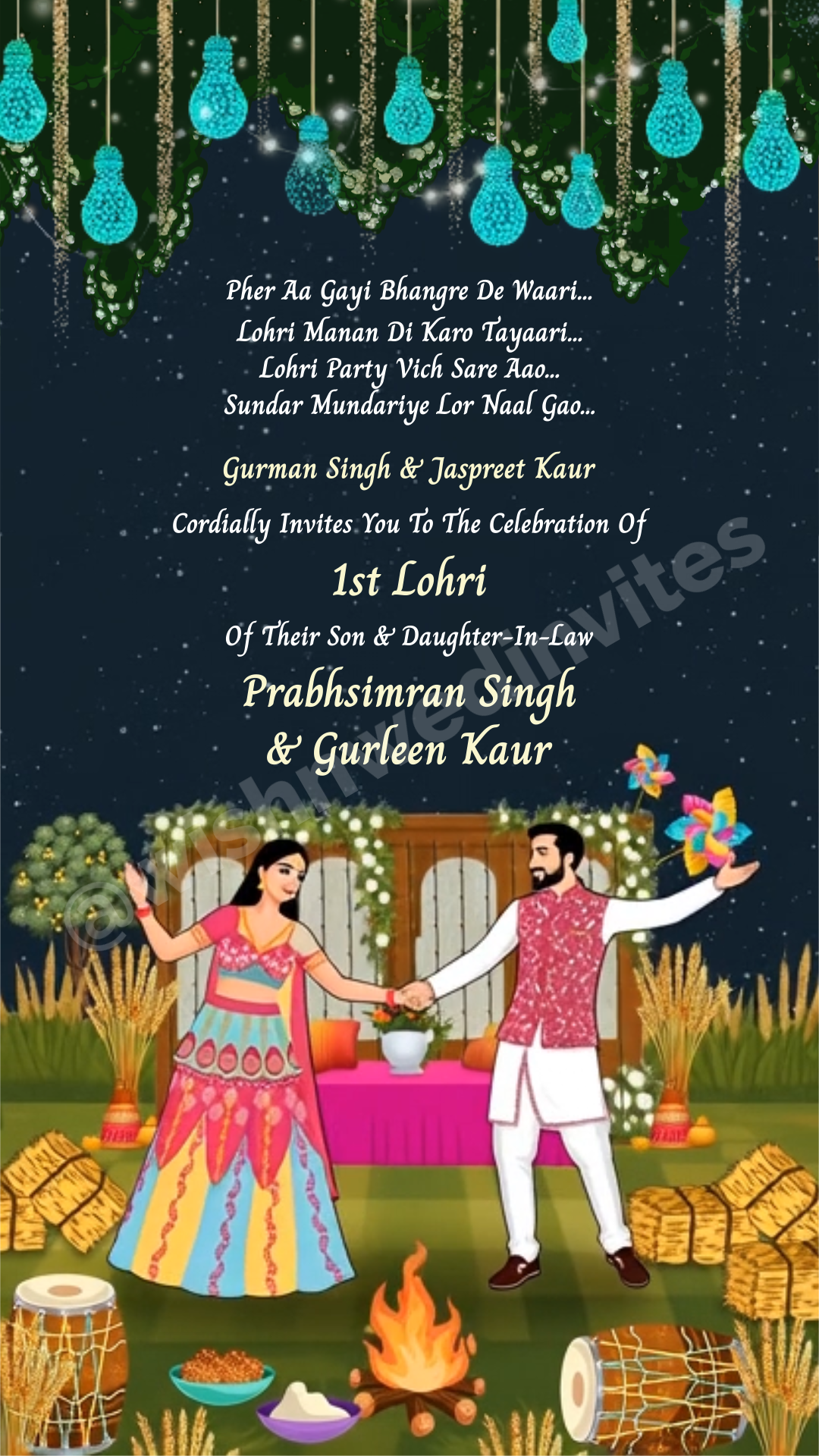Couple First Lohri Invitation
