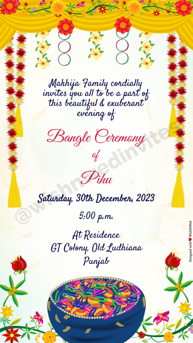 Traditional Bangle Ceremony E Invite Template