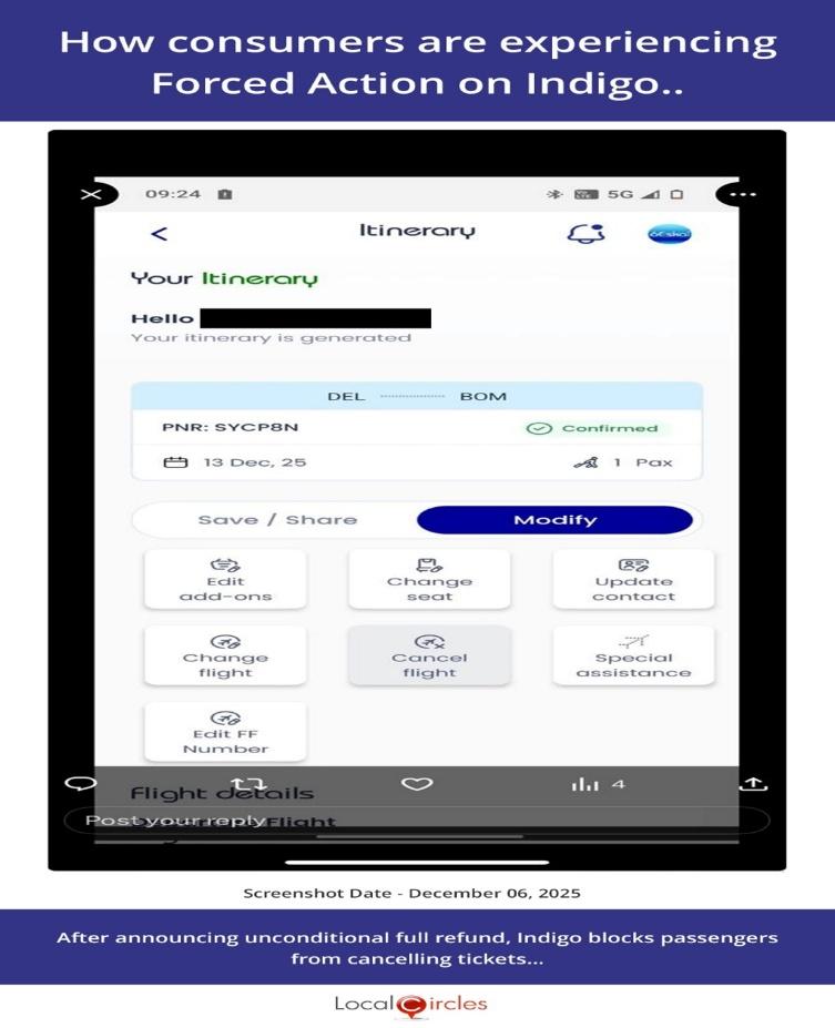 How consumers are experiencing Forced Action on Indigo