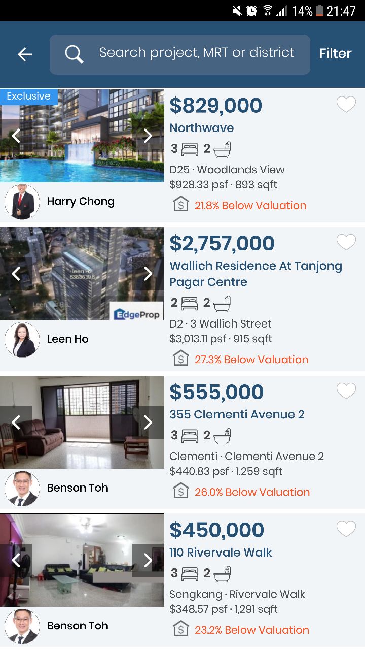 EdgeProp App Property Search Screen