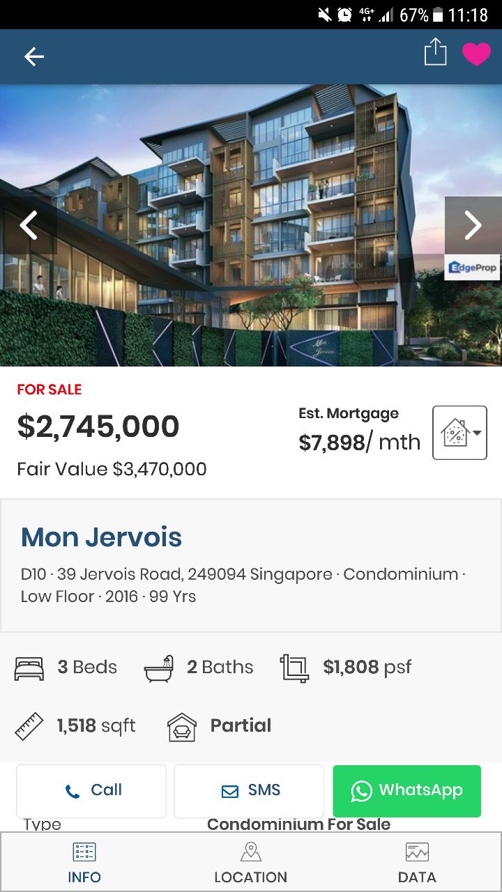 EdgeProp App Property Listing Screen