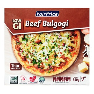 fairprice low gi thin crust pizza beef bulgogi 340g fairprice