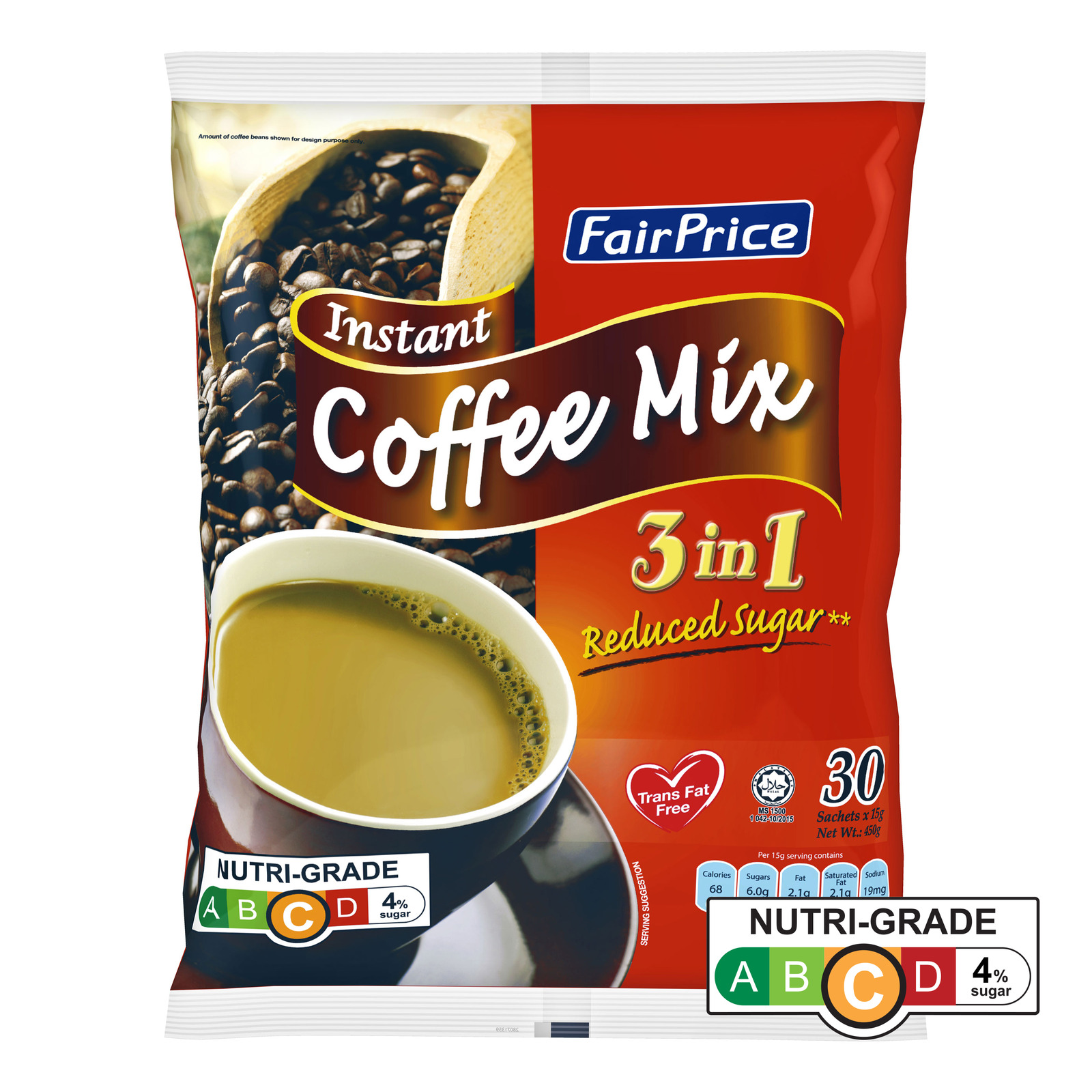 FairPrice 3 in 1 Instant Coffee Mix - Reduced Sugar
