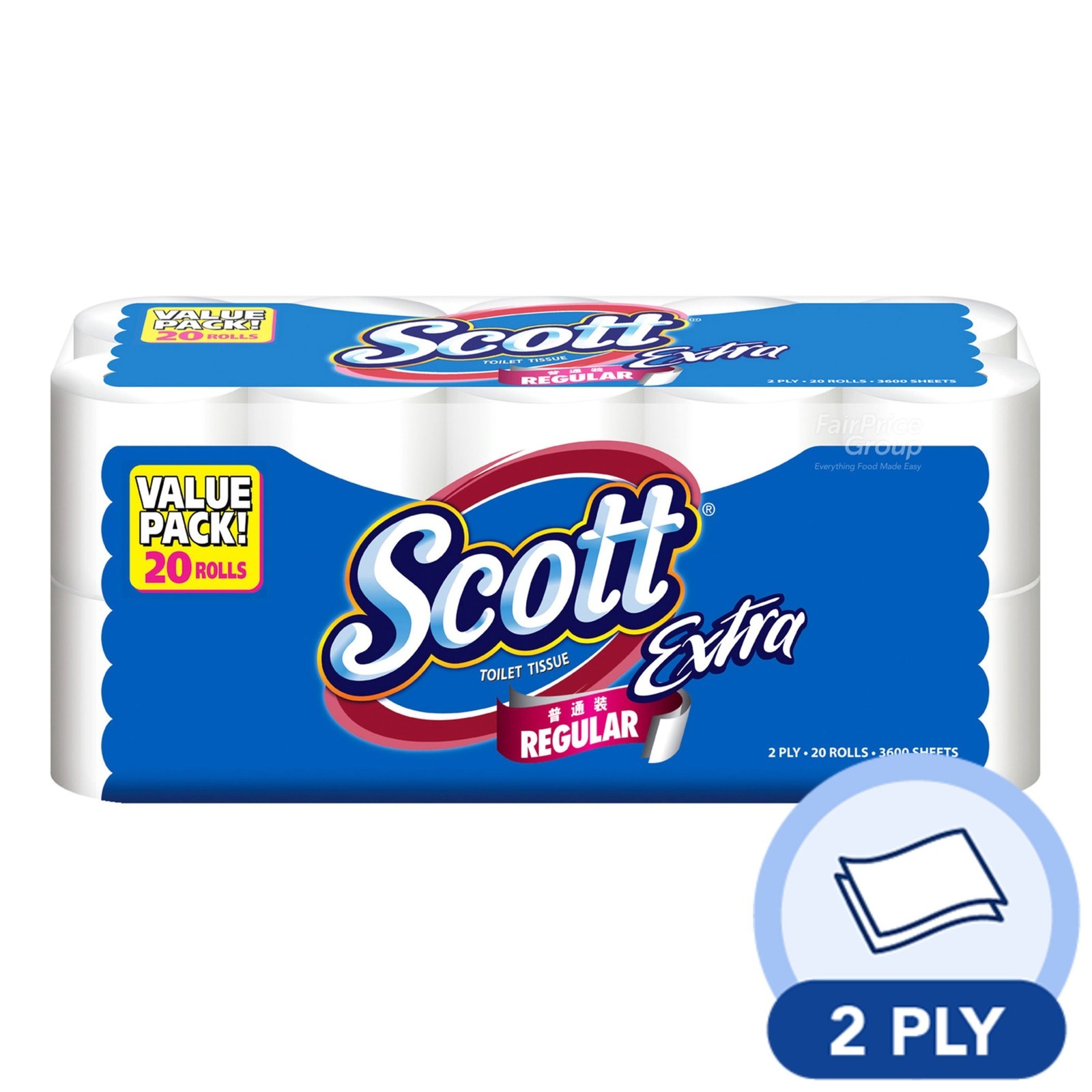 Scott Extra Toilet Tissue Rolls - Regular (2 Ply)