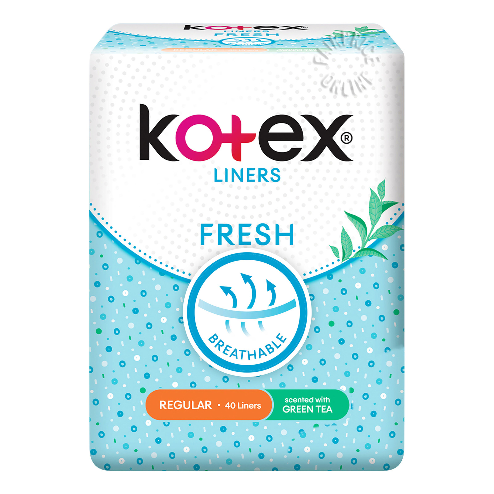 Kotex Breathable Freshliners - Green Tea (Regular)