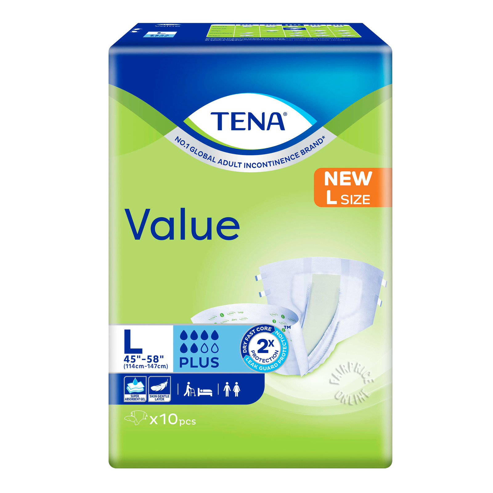 TENA Value Unisex Adult Diapers - L (114 - 147cm)