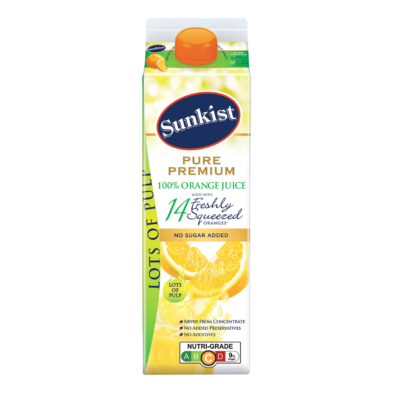 Sunkist Pure Premium 100% Juice - Orange with Lots of Pulp