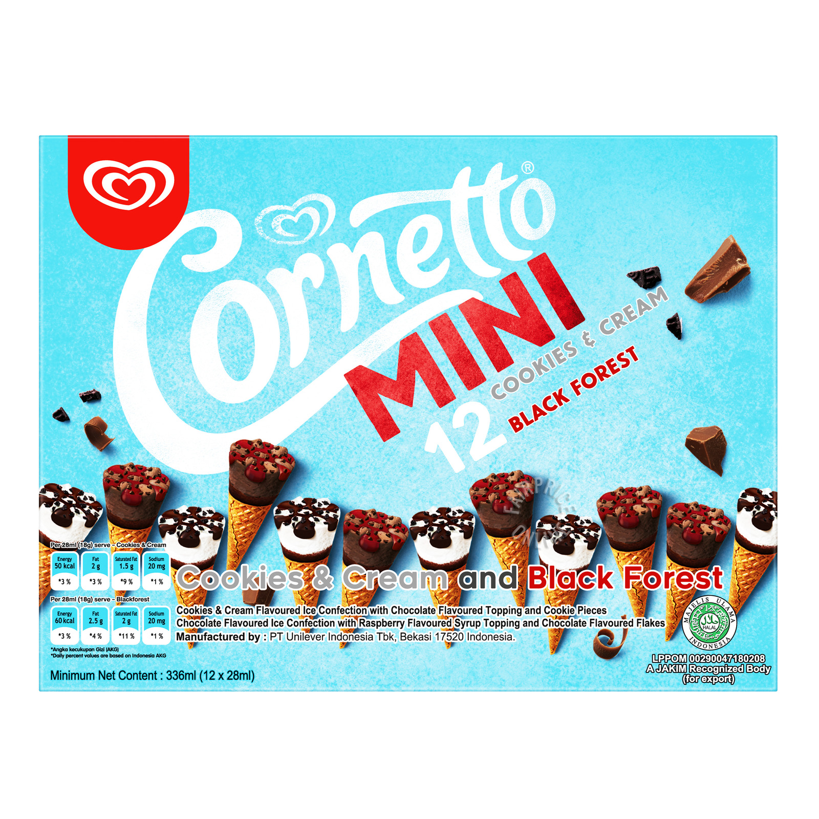 Cornetto Mini Ice Cream Cone - Cookies & Cream + Blackforest