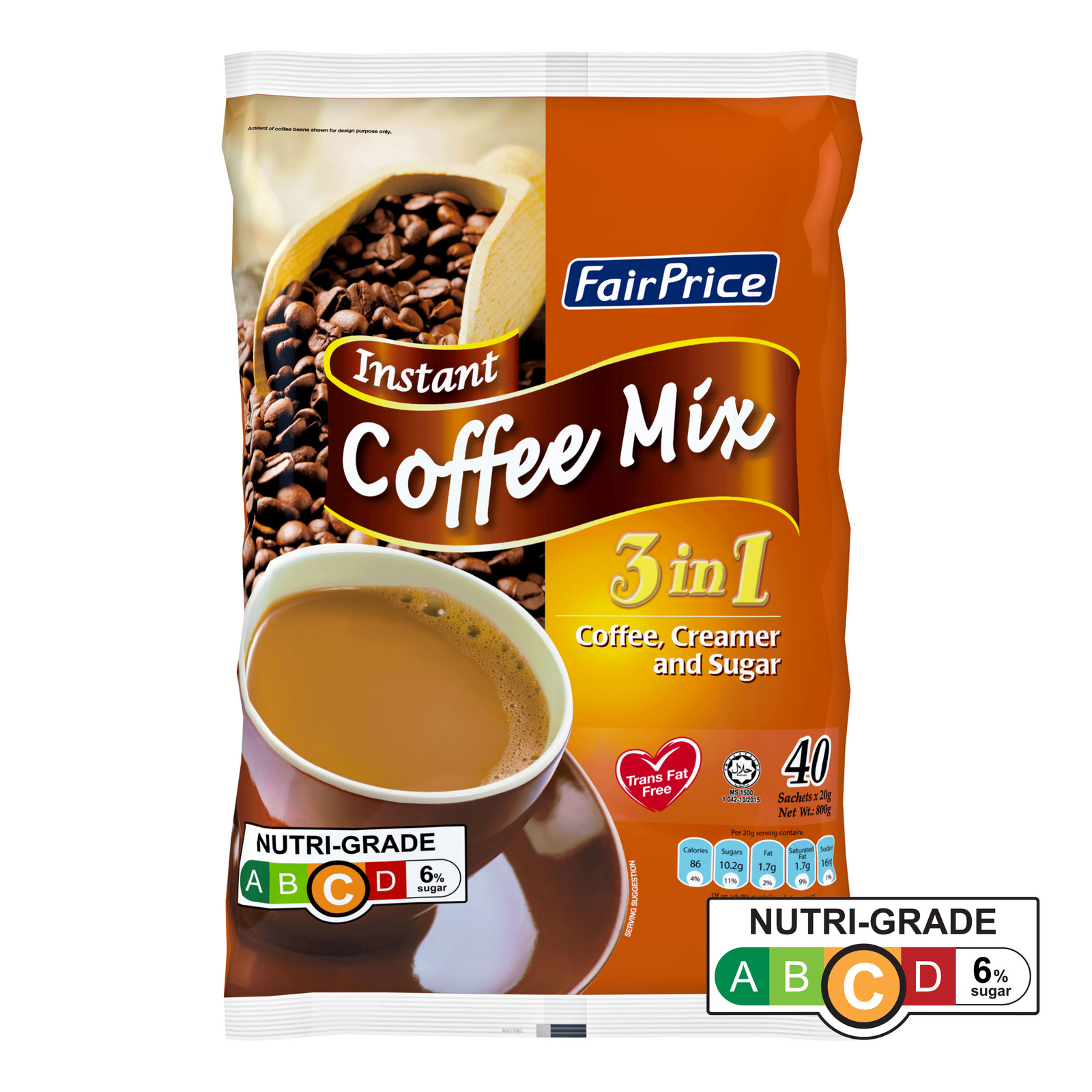 FairPrice 3 in 1 Instant Coffee Mix - Creamer & Sugar