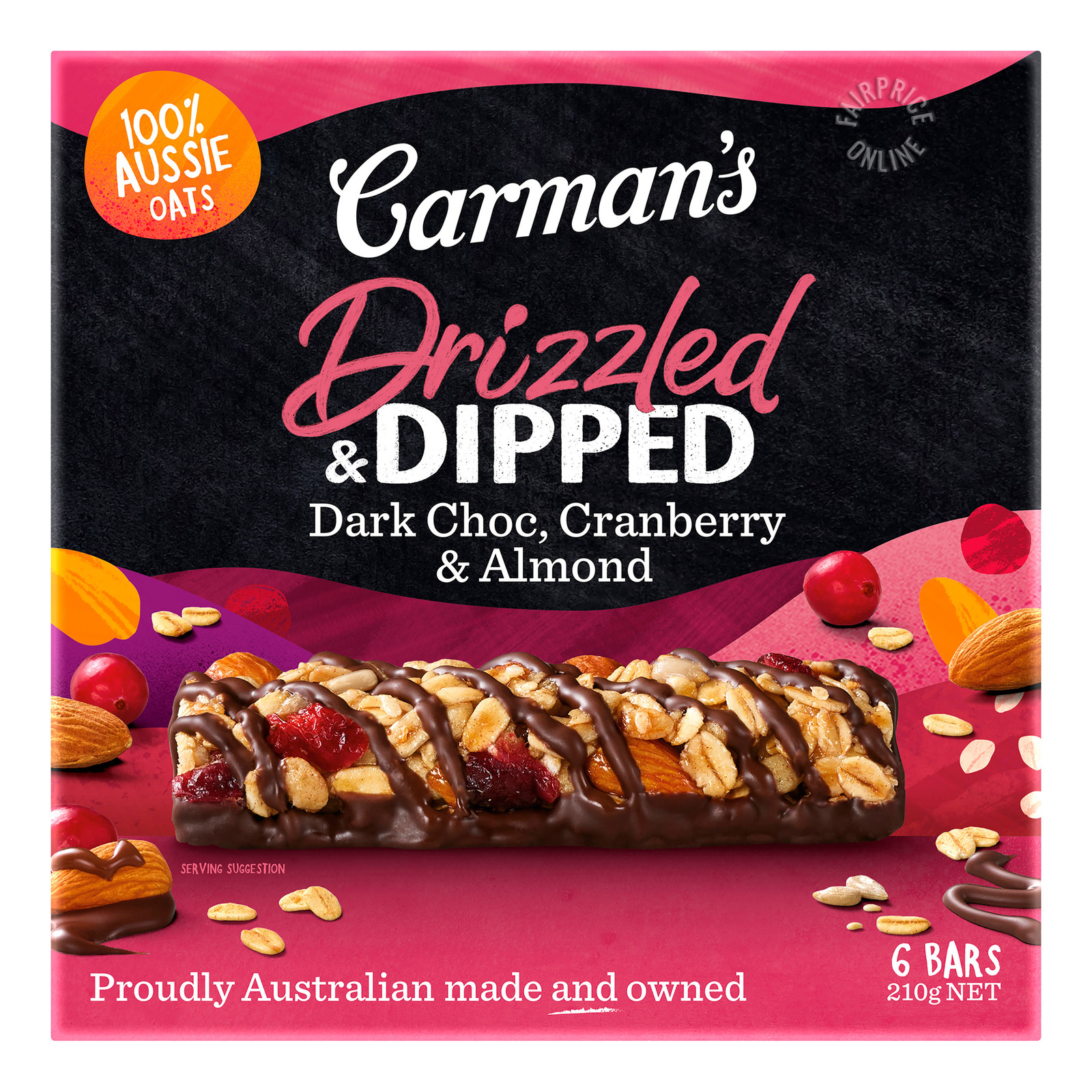 Carman's Muesli Bars - Dark Chocolate with Cranberry & Almond