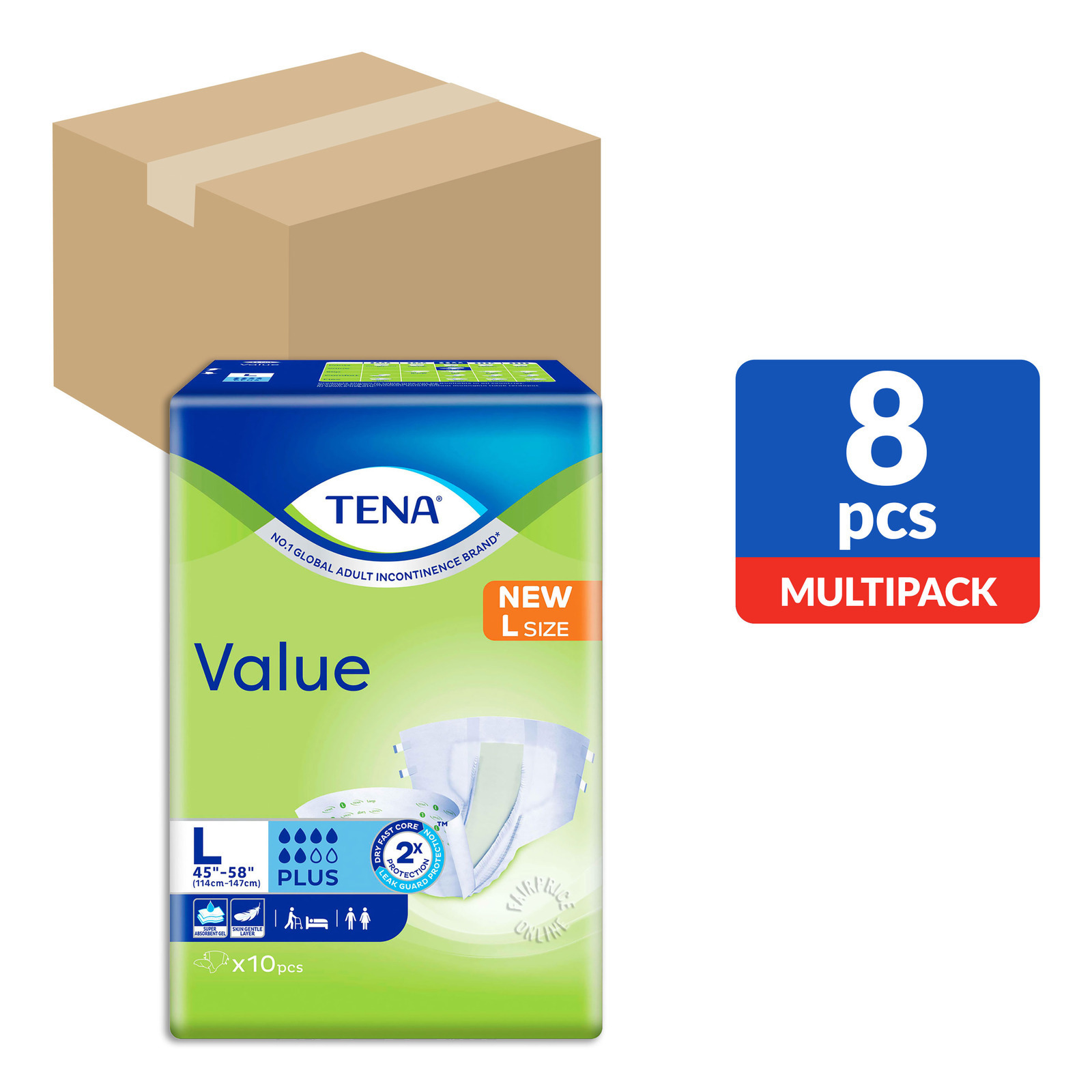 TENA Value Unisex Adult Diapers - L (114-147cm)