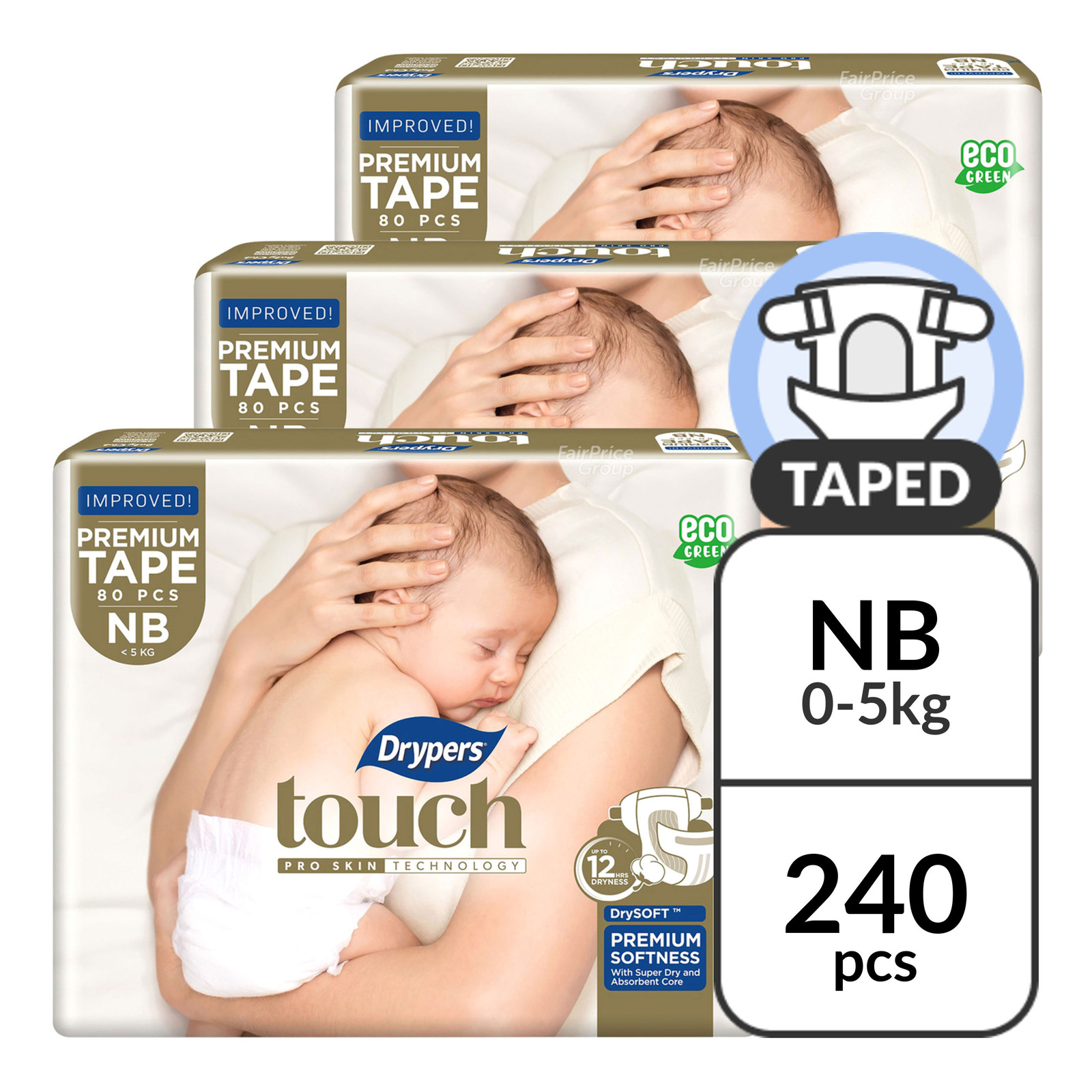 Drypers Touch Diapers - New Born (Up to 5kg)