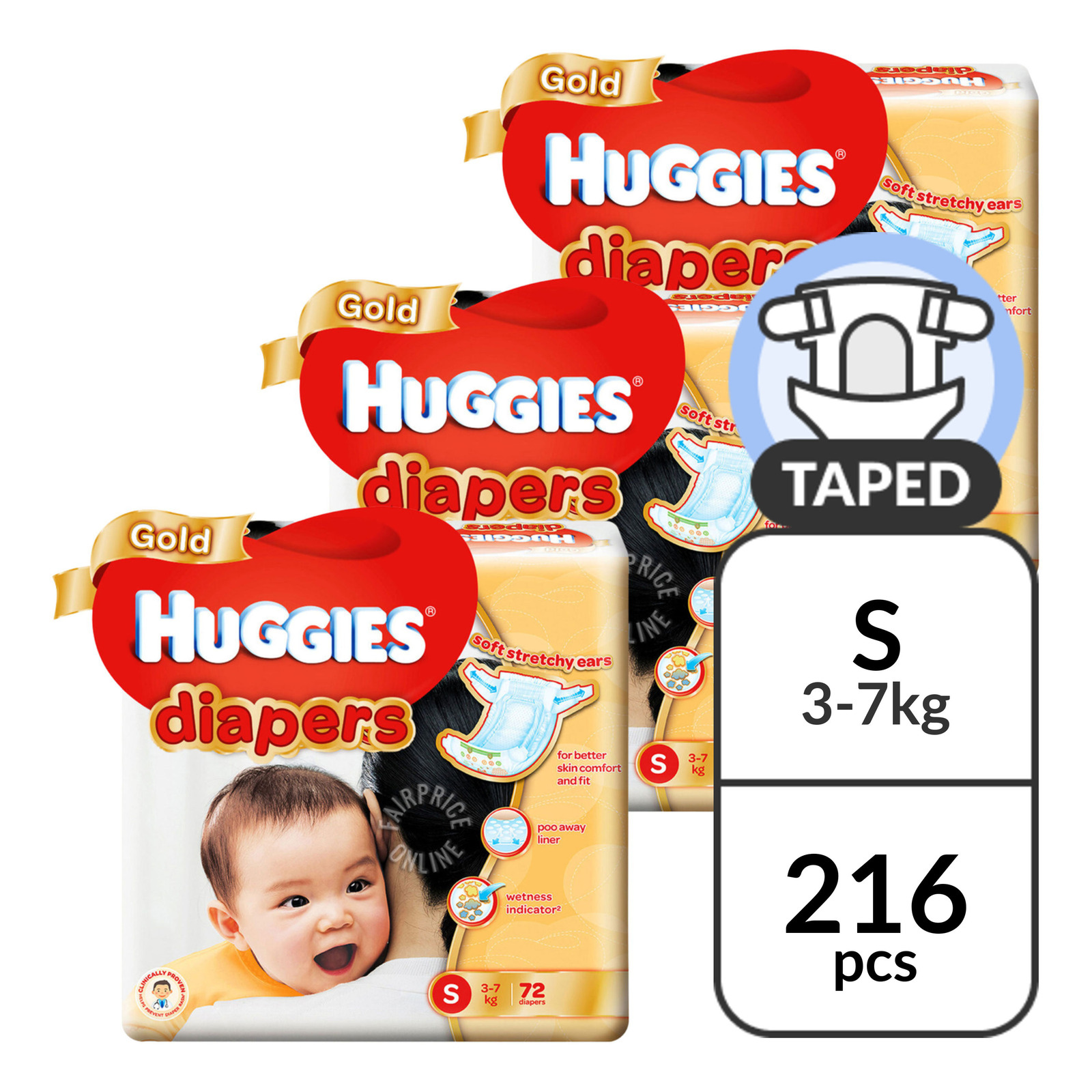 Huggies Gold Diapers - S (3 - 7kg)
