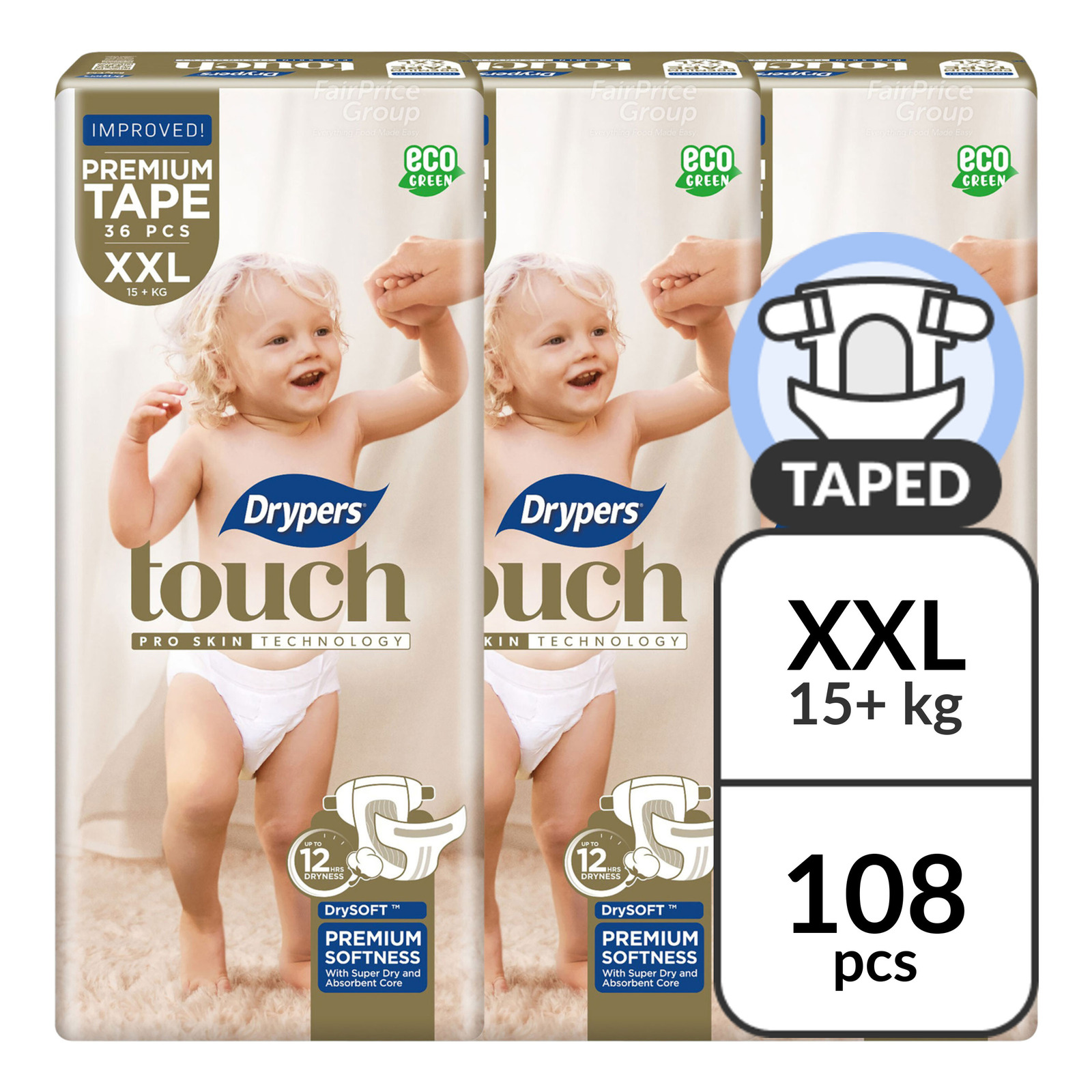 Drypers Touch Diapers - XXL (15+ kg) | NTUC FairPrice