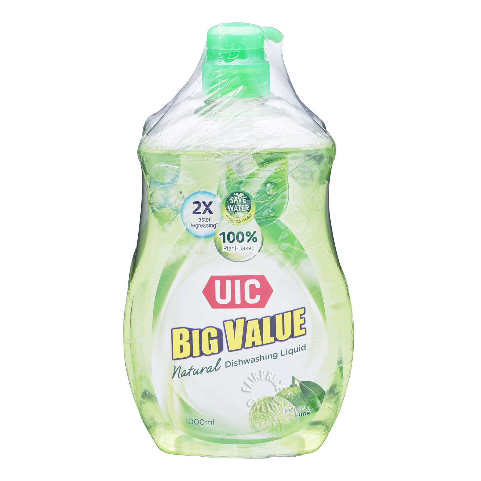 UIC Big Value Natural Dishwashing Liquid and Refill - Lime