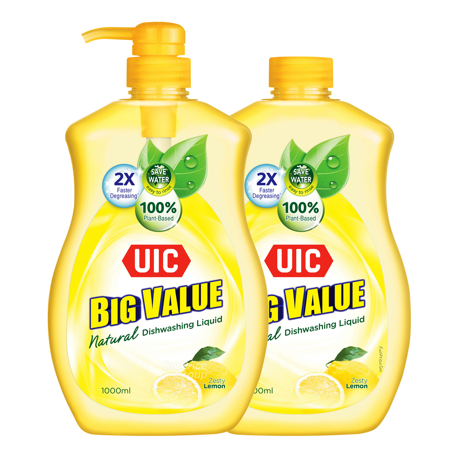 UIC Big Value Natural Dishwashing Liquid with Refill - Lemon
