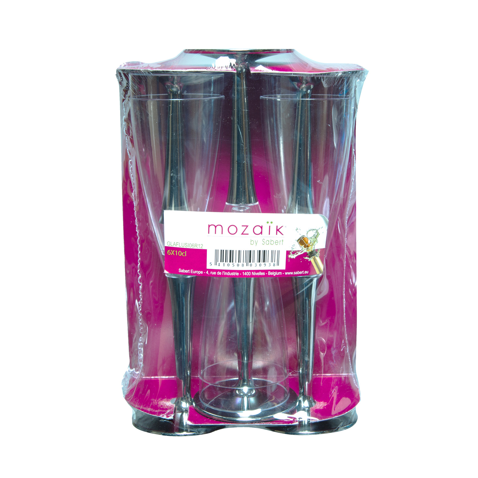 Mozaik Champagne Flutes with Silver Base