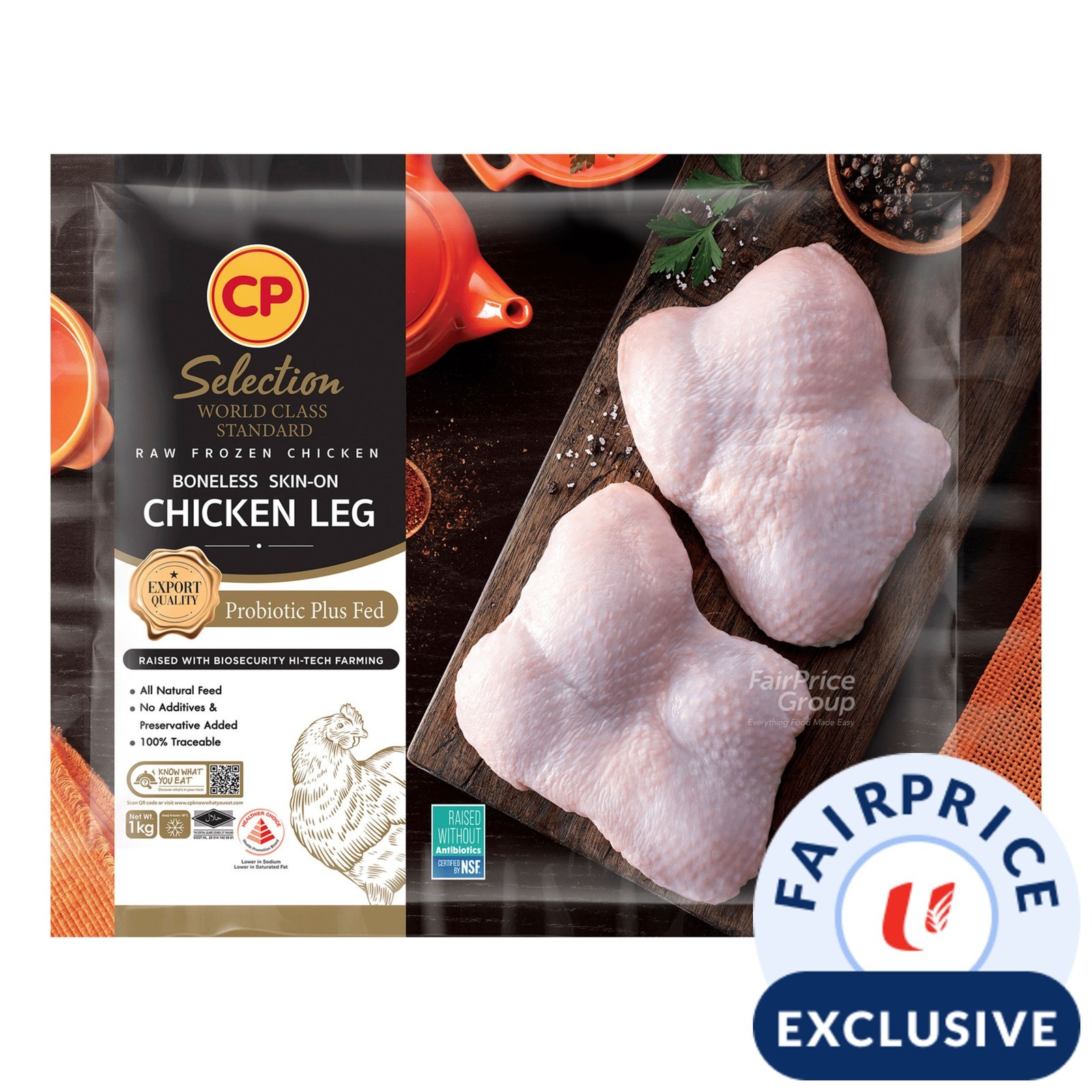 CP Raw Frozen Chicken Leg - Boneless Skin-on