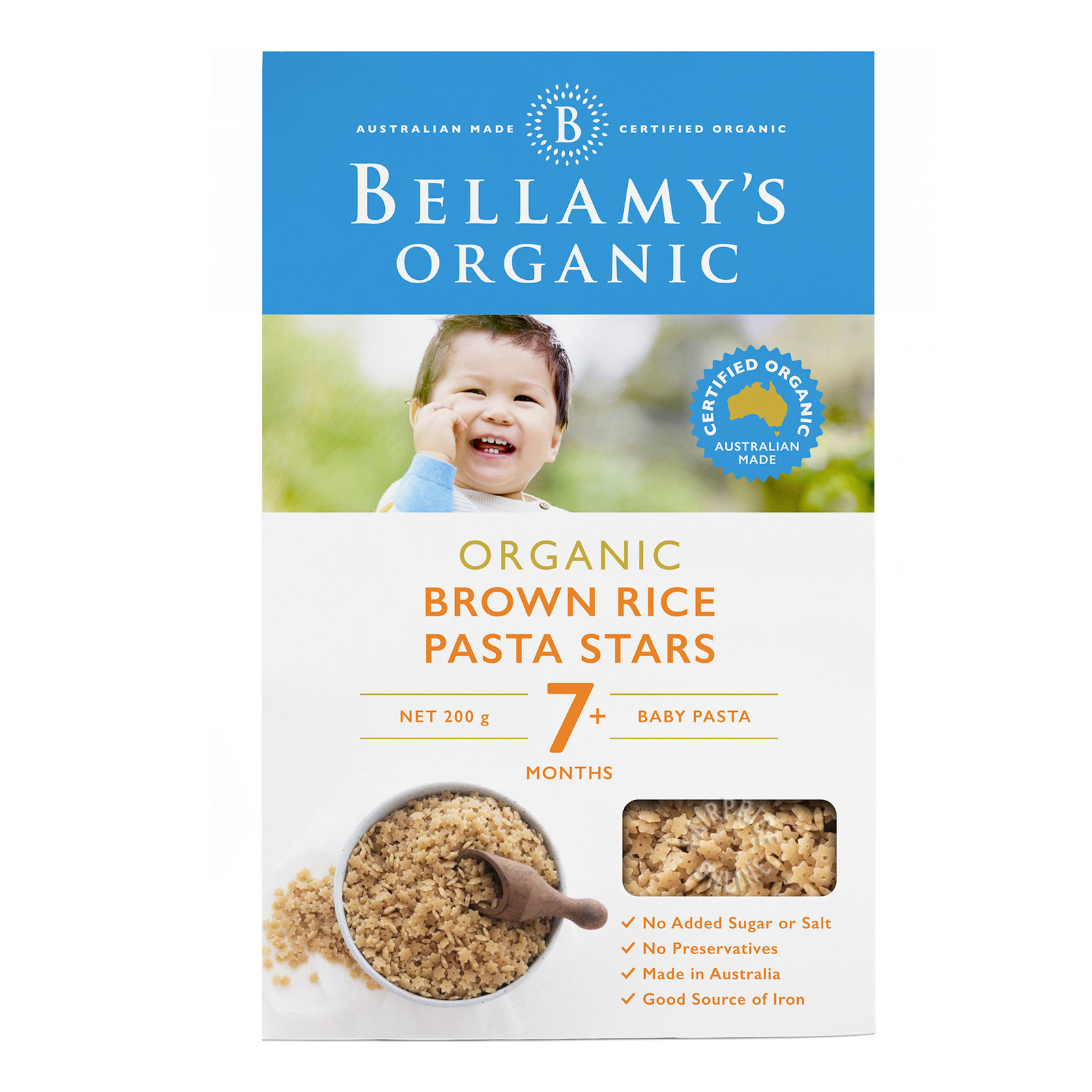 Bellamy's Organic Baby Pasta - Brown Rice Stars