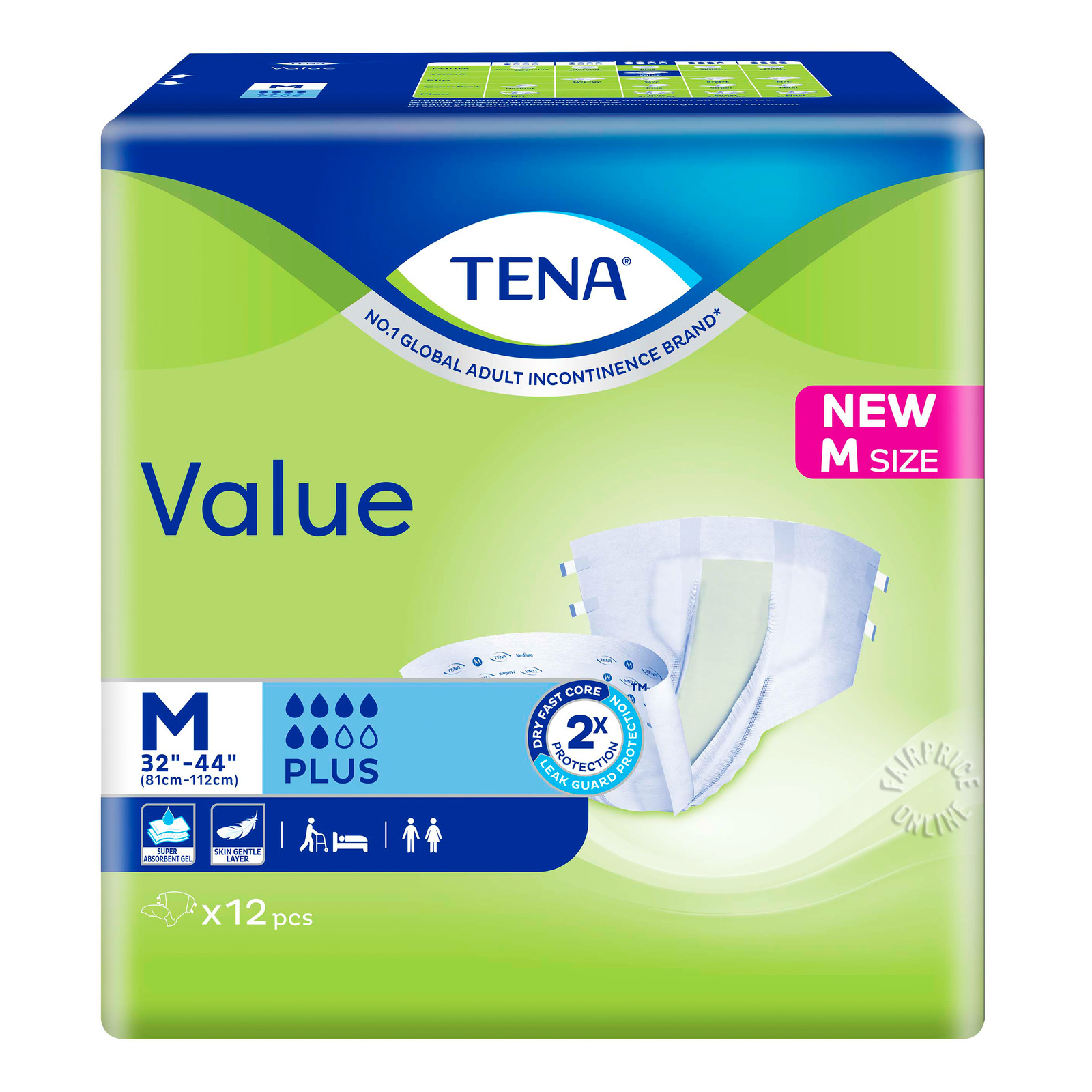 TENA Value Unisex Adult Diapers - M (81 - 112cm)