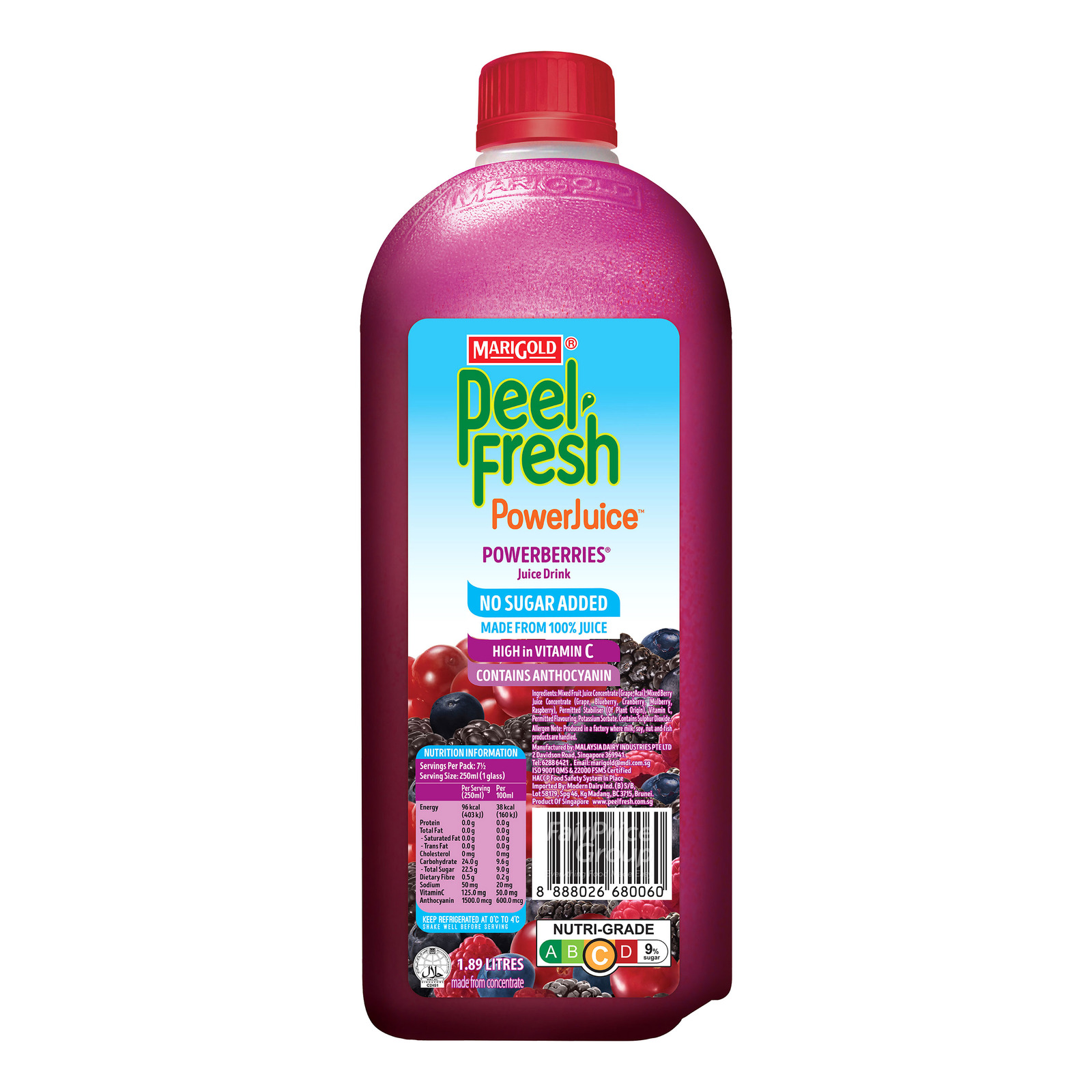 Marigold Peel Fresh Bottle Juice - Powerberries (No Sugar)