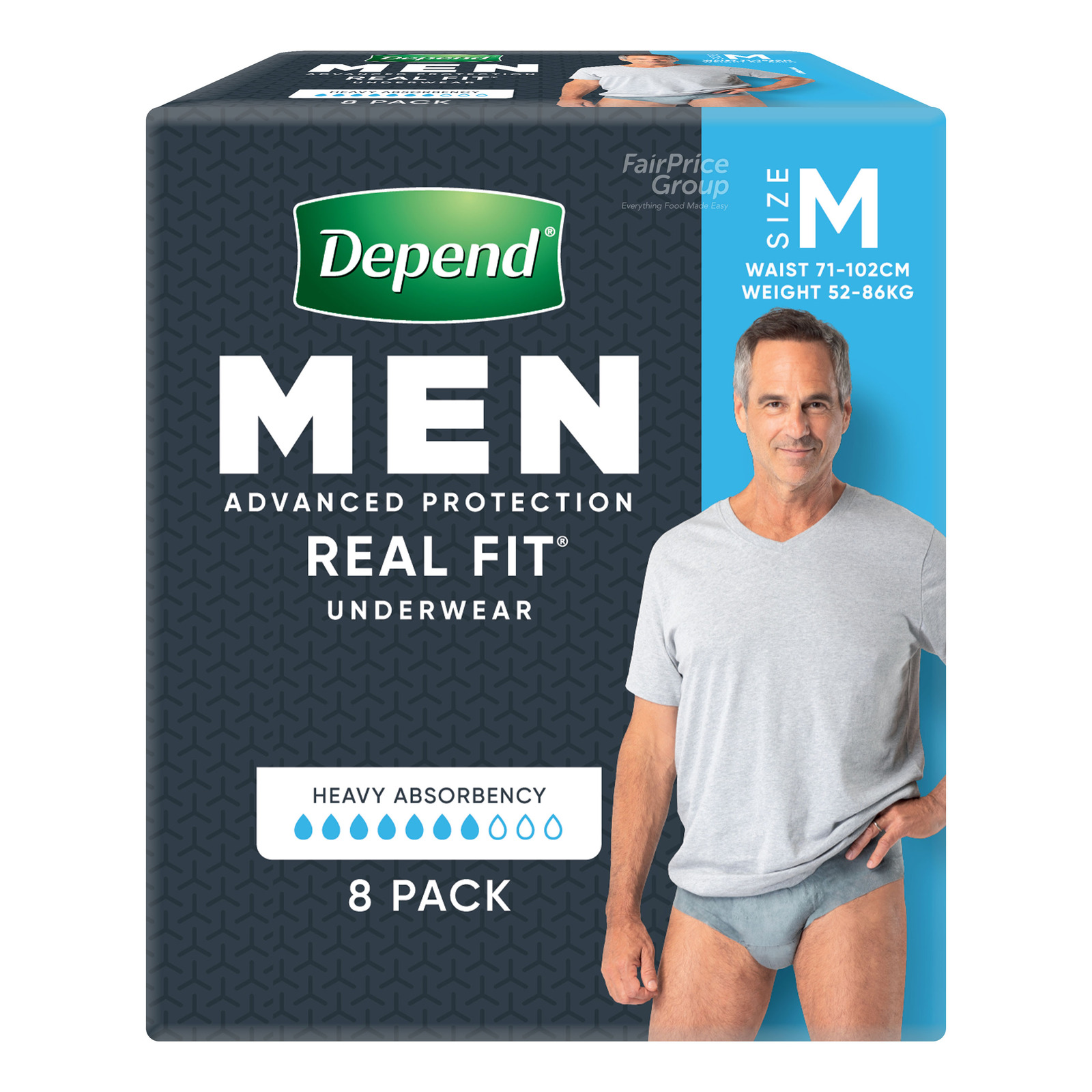 Depend Real-Fit Underwear For Men - M (52 - 86kg)
