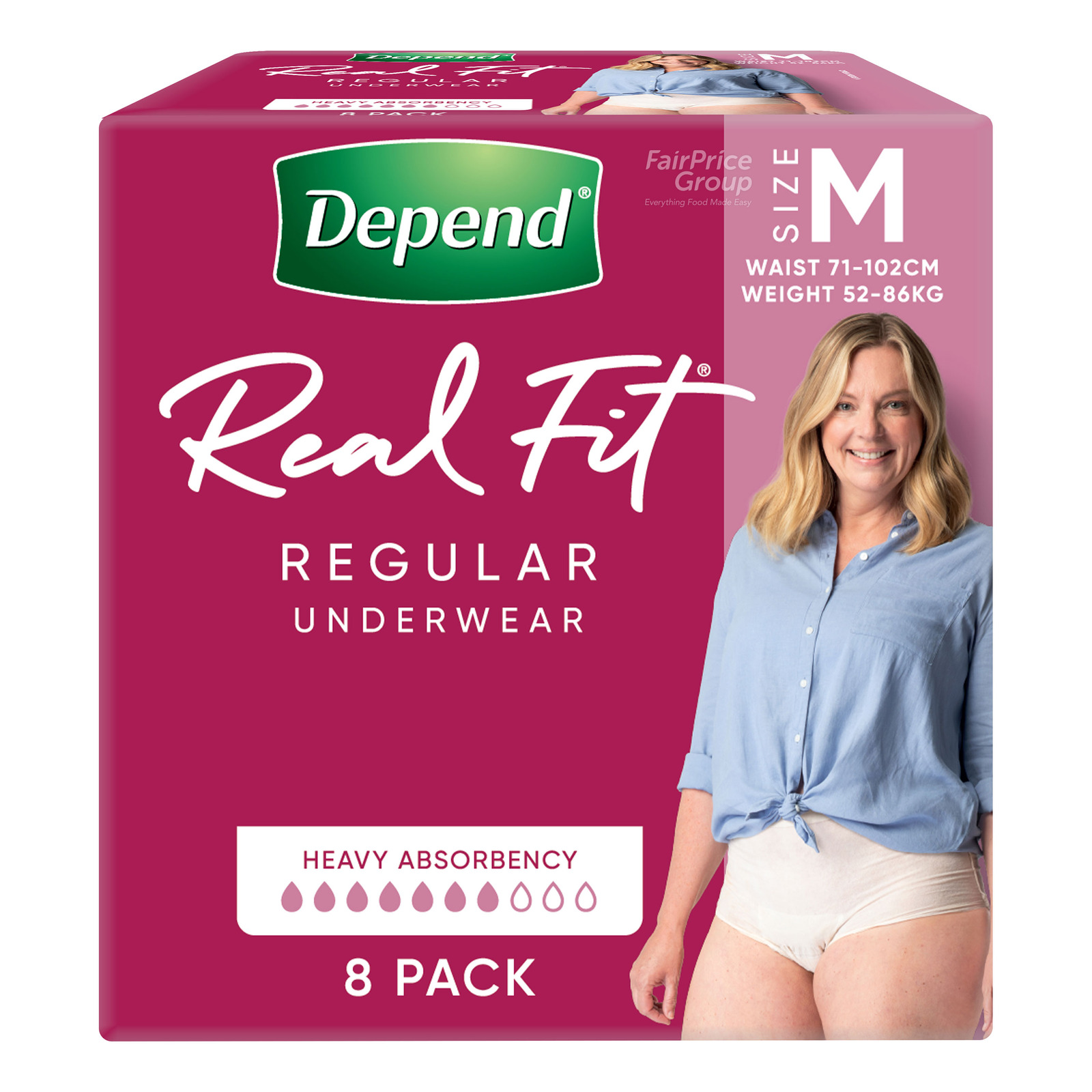 Depend Real-Fit Underwear For Women - M (52 - 86kg)
