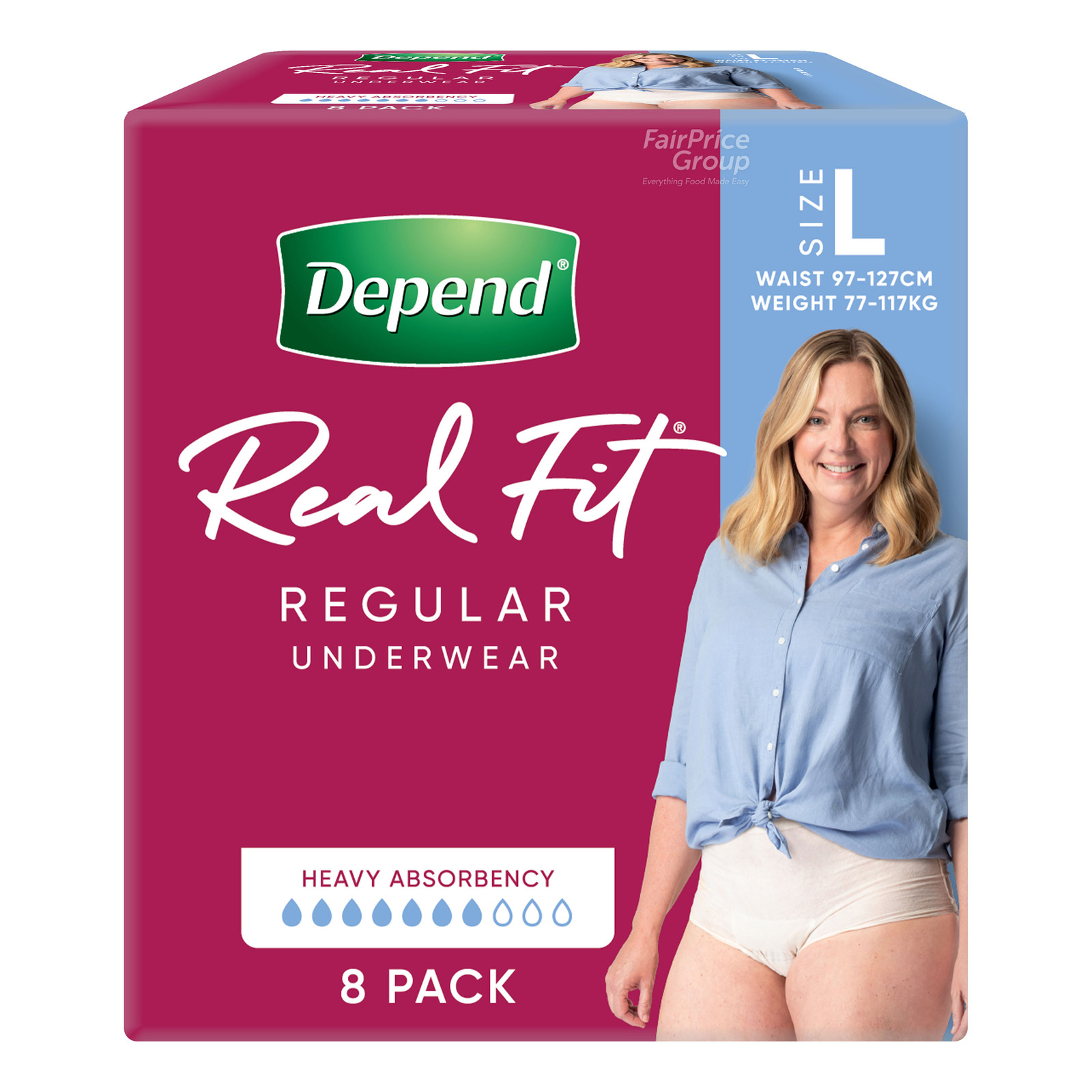 Depend Real-Fit Underwear For Women - L (77 - 117kg)