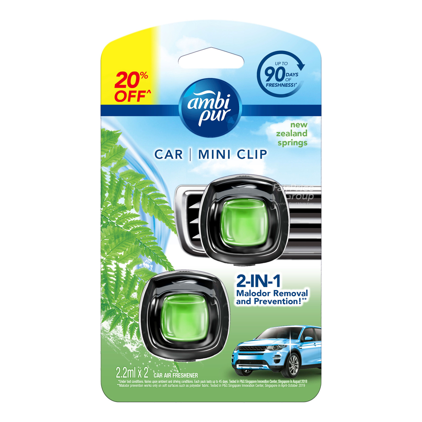 Ambi Pur Car Mini Clip Air Freshener - New Zealand Springs