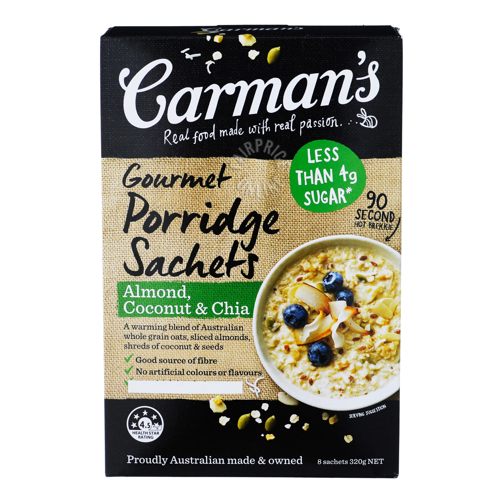 Carman's Gourmet Porridge Sachets - Almond with Coconut & Chia