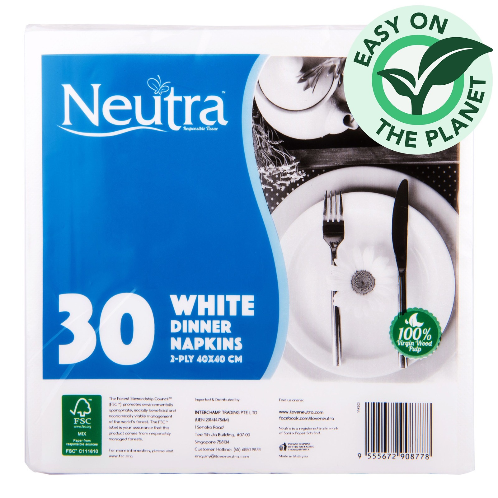 Neutra White Napkins - Dinner (40 x 40cm)
