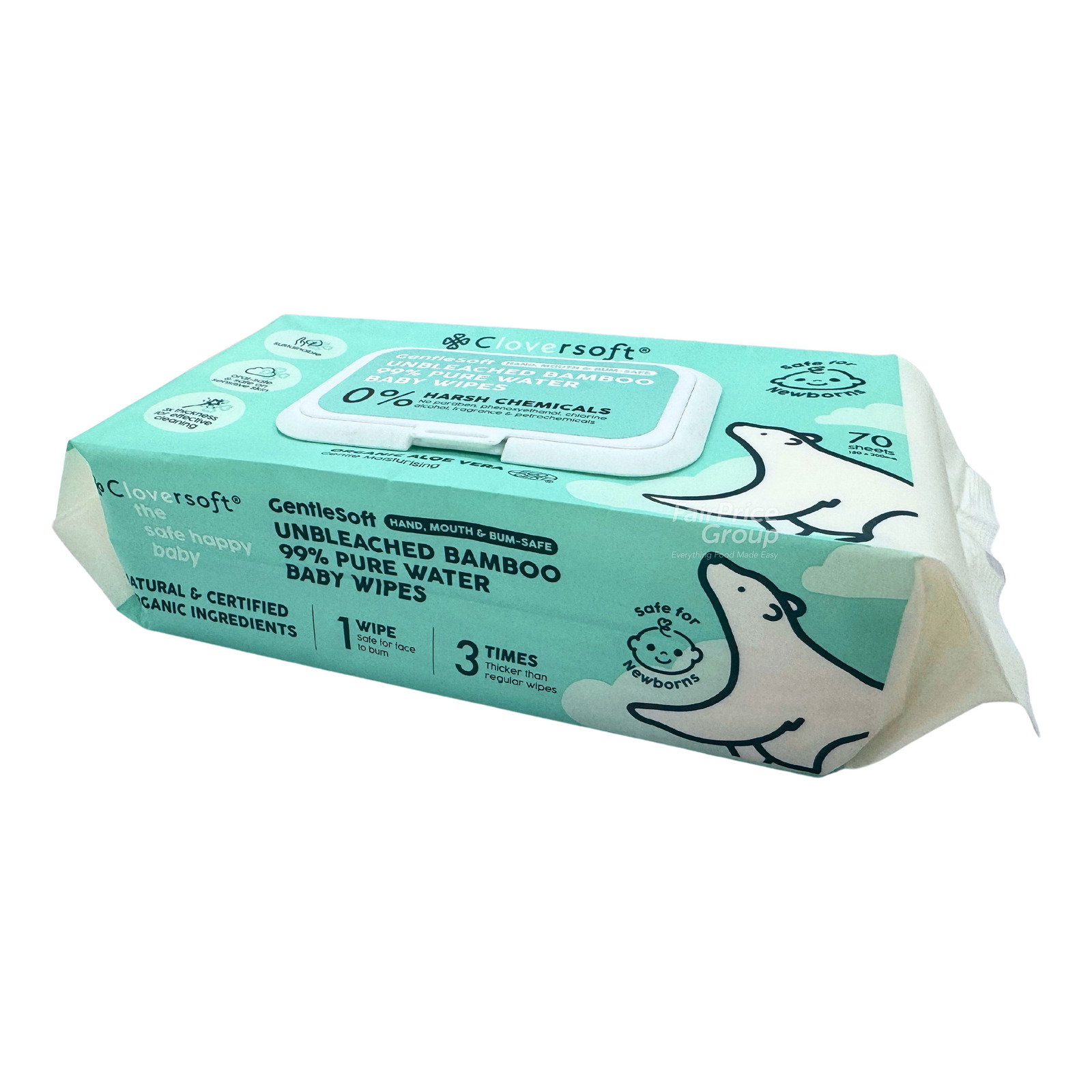 Cloversoft Bamboo Baby Wet Wipes - Unbleached