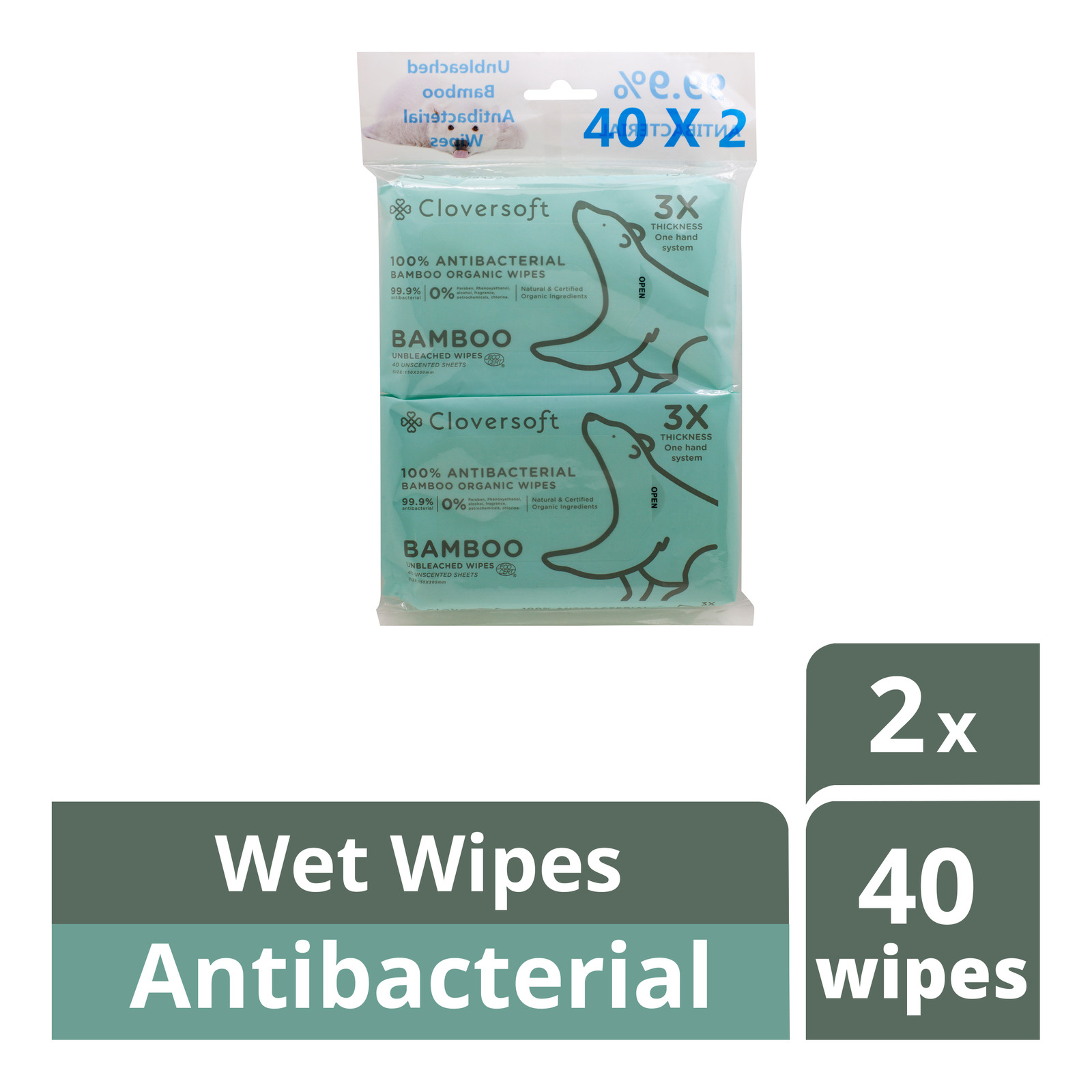 Cloversoft Bamboo Wet Wipes - Antibacterial