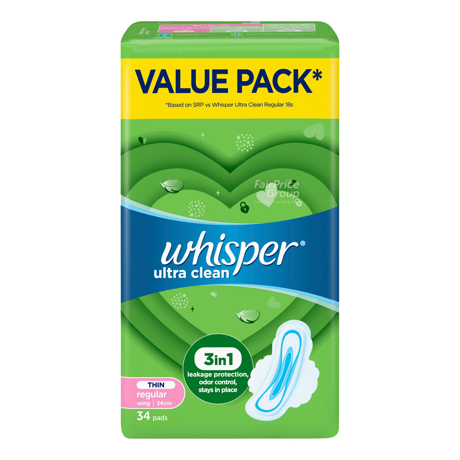 Whisper Ultra Clean Wings Pads - Norm Day (24cm)