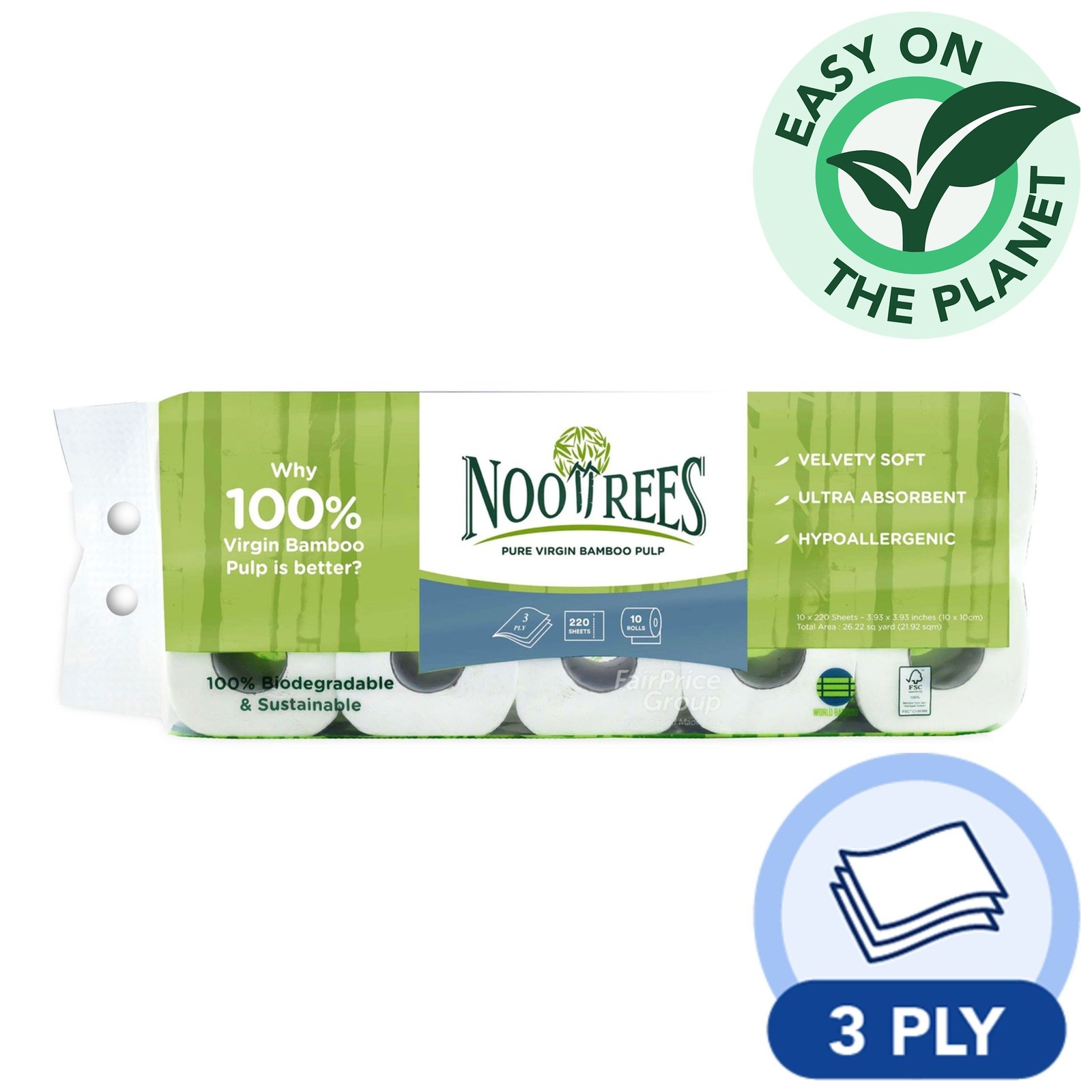NooTrees Bamboo Toilet Tissue Rolls (3ply)