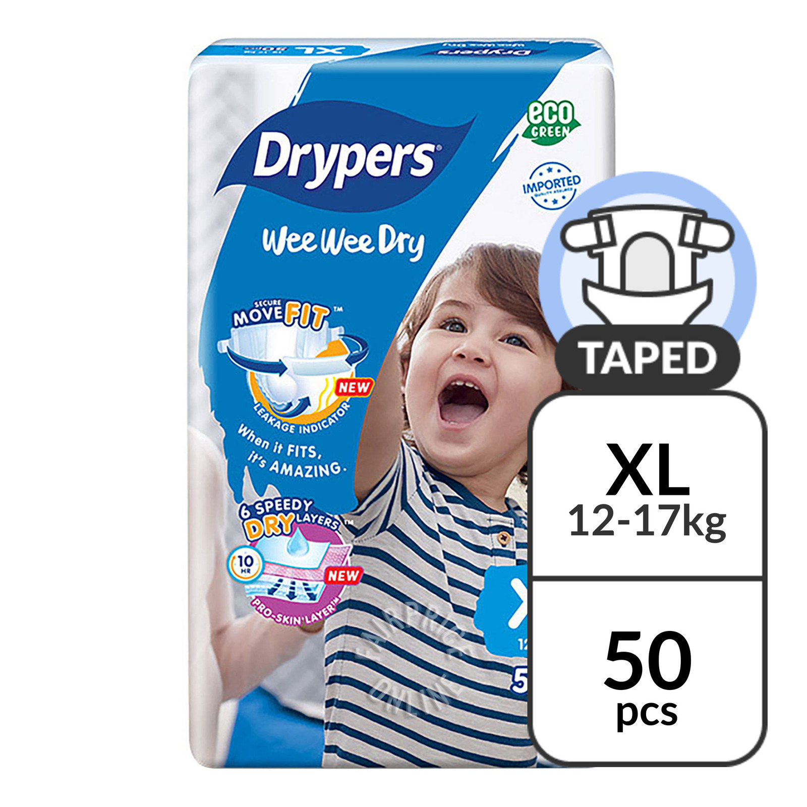 Drypers Wee Wee Dry Diapers - XL (12 - 17kg)