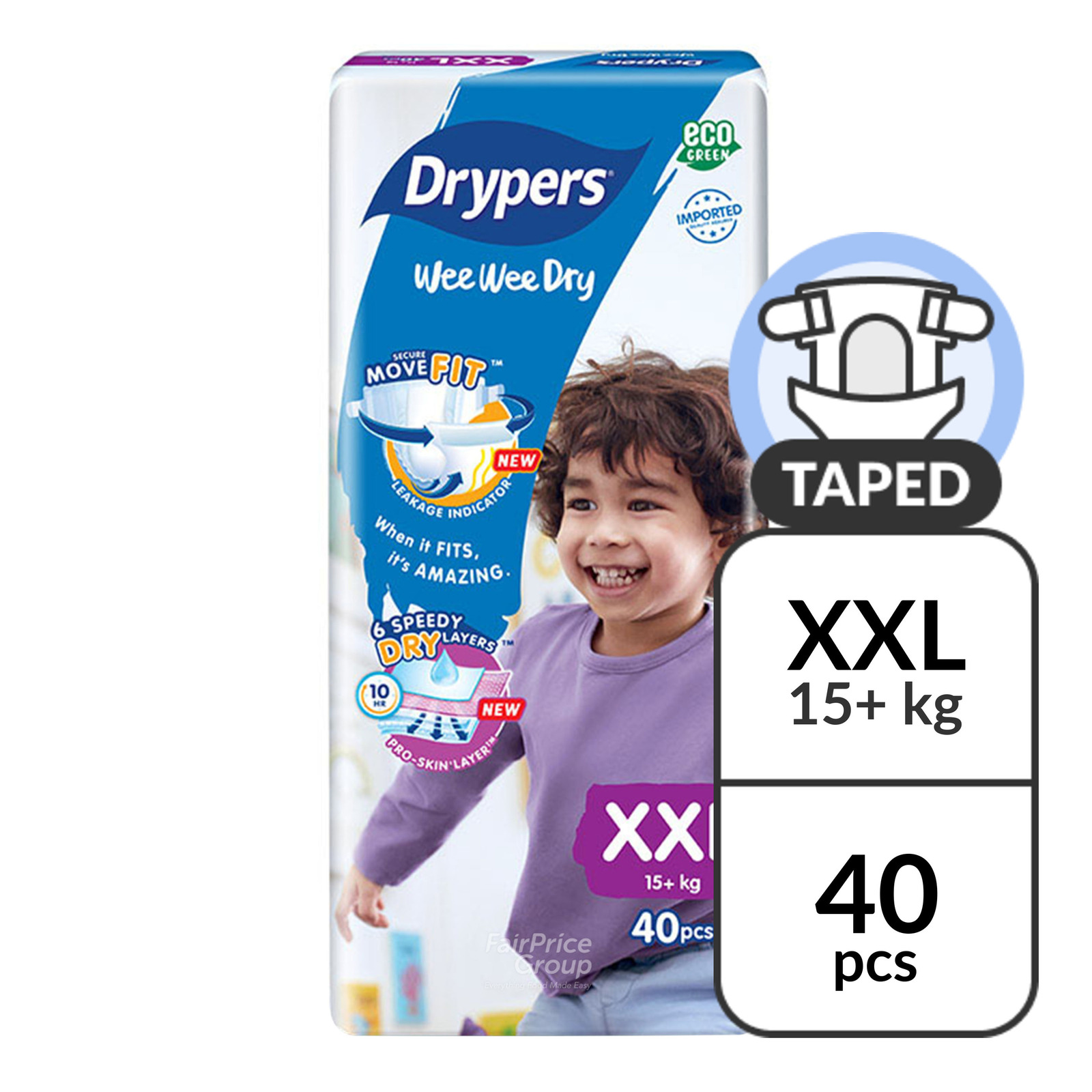 Drypers Wee Wee Dry Diapers - XXL (15+ kg)