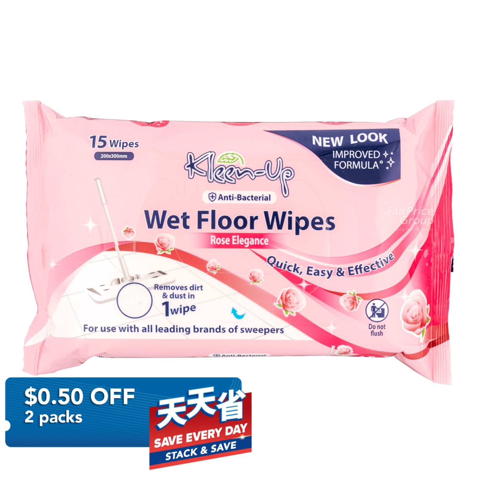 Kleen-Up Wet Floor Wipes - Rose Elegance
