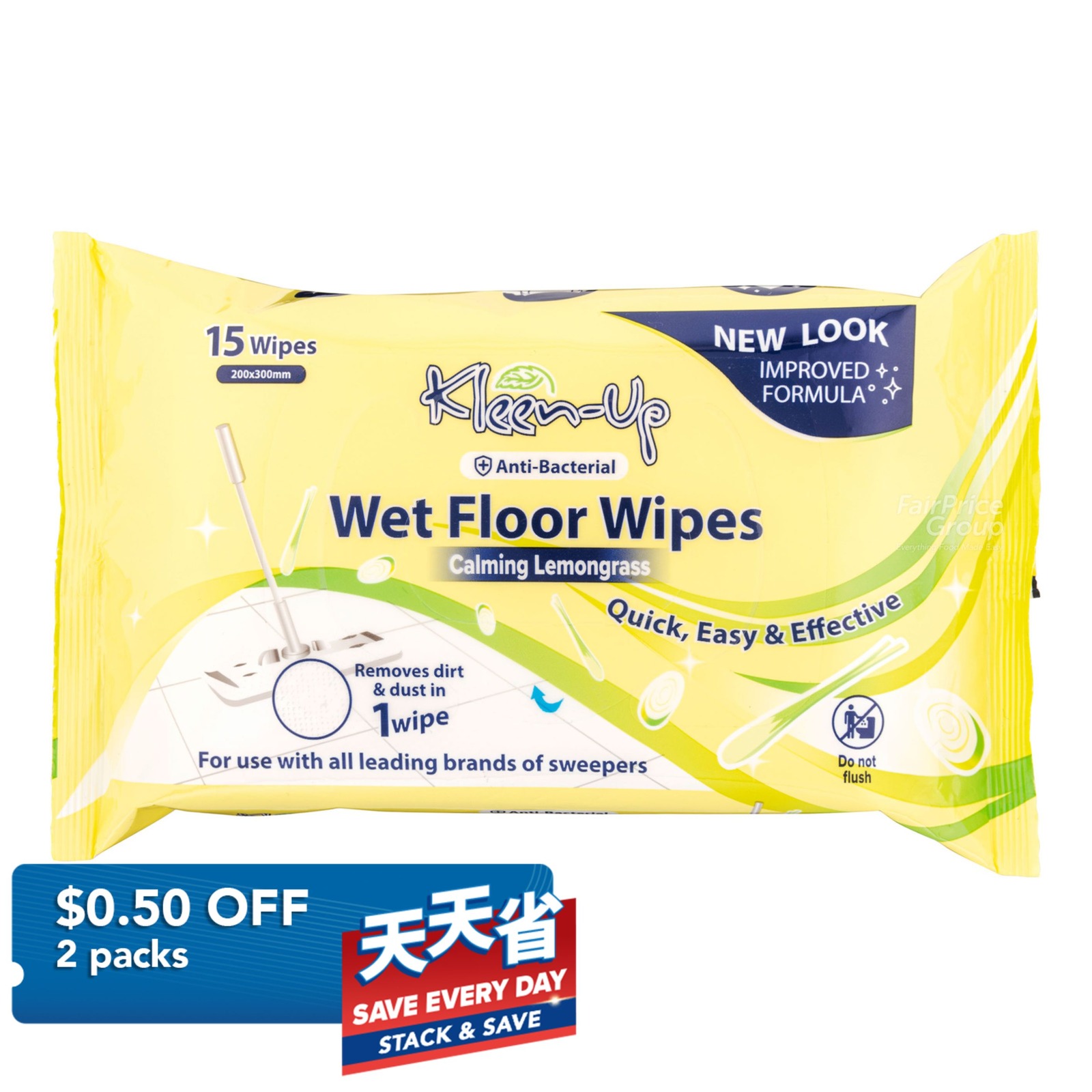 Kleen-Up Wet Floor Wipes - Calming Lemongrass