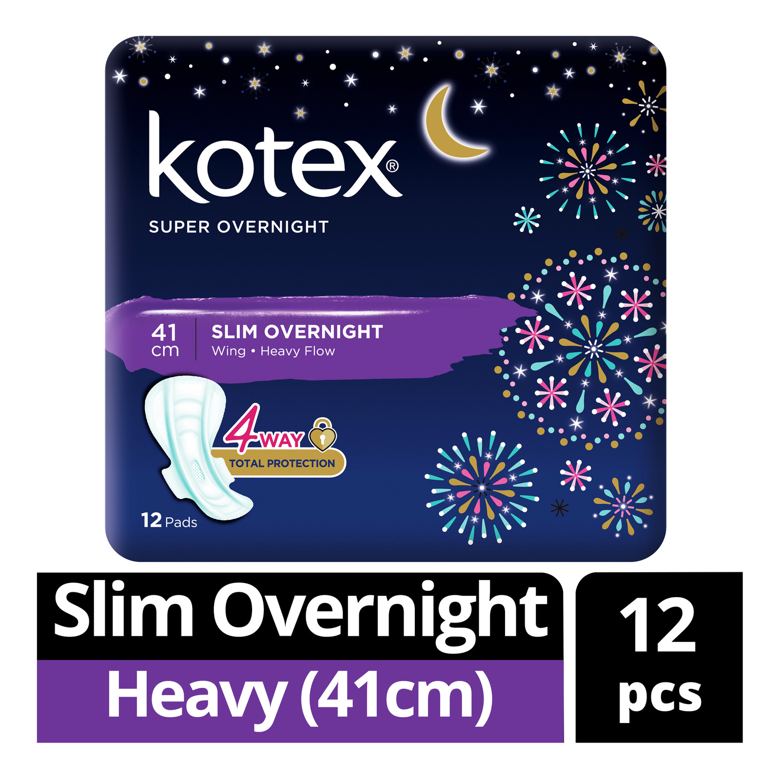 Kotex Super Slim Overnight Wing Pads - Heavy (41cm)