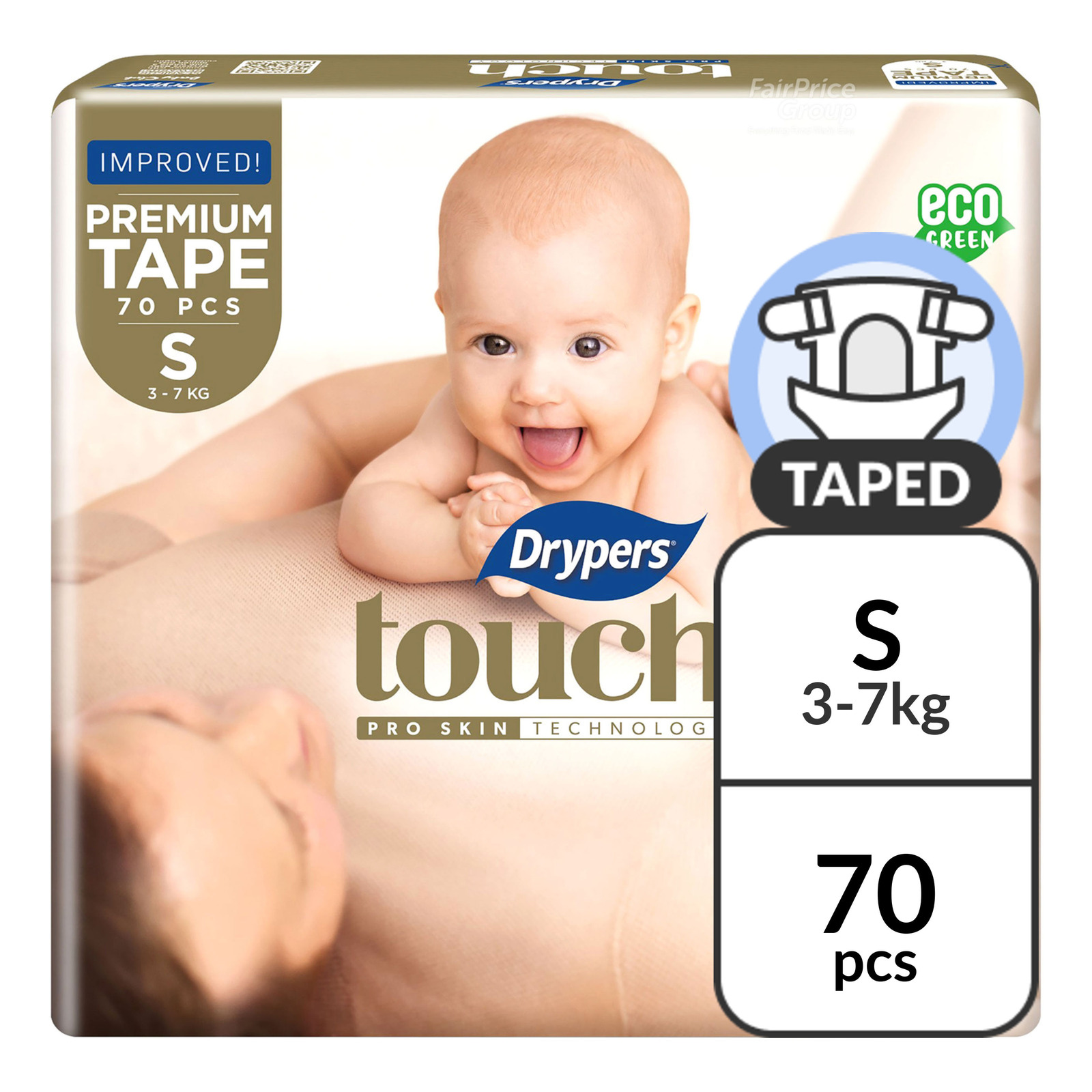 Drypers Touch Diapers - S (3 - 7kg)