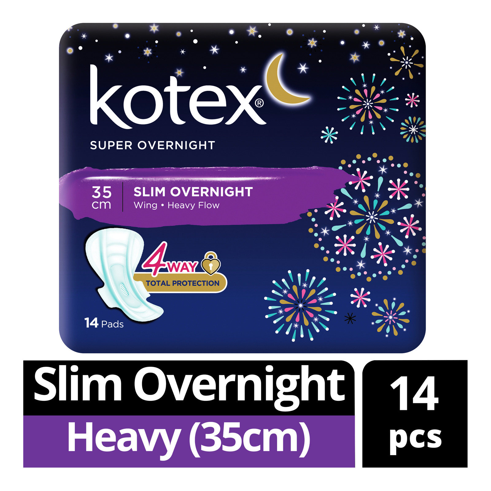 Kotex Super Slim Overnight Wing Pads - Heavy (35cm)